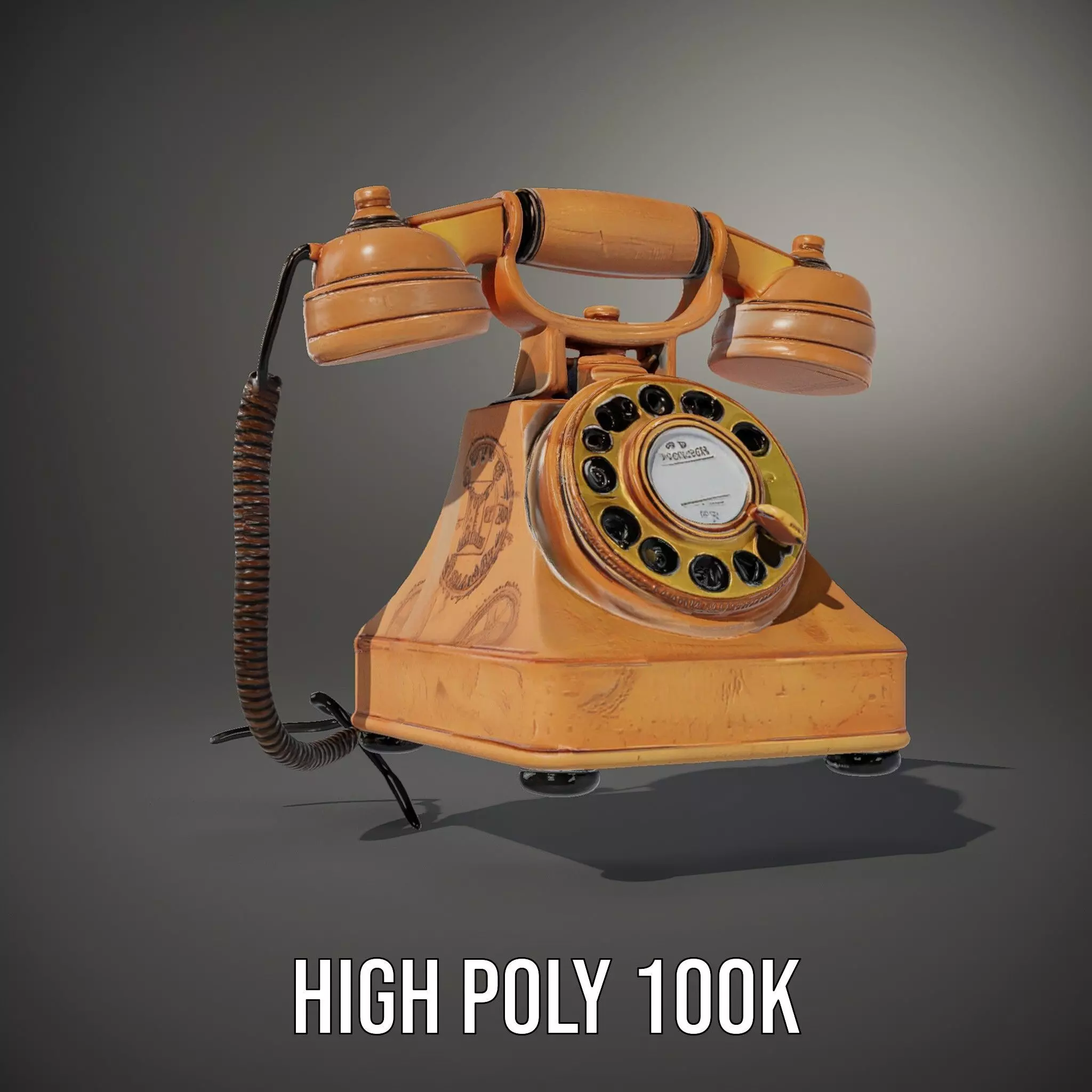 Vintage Copper Phone model pack Low-poly 3D model_8