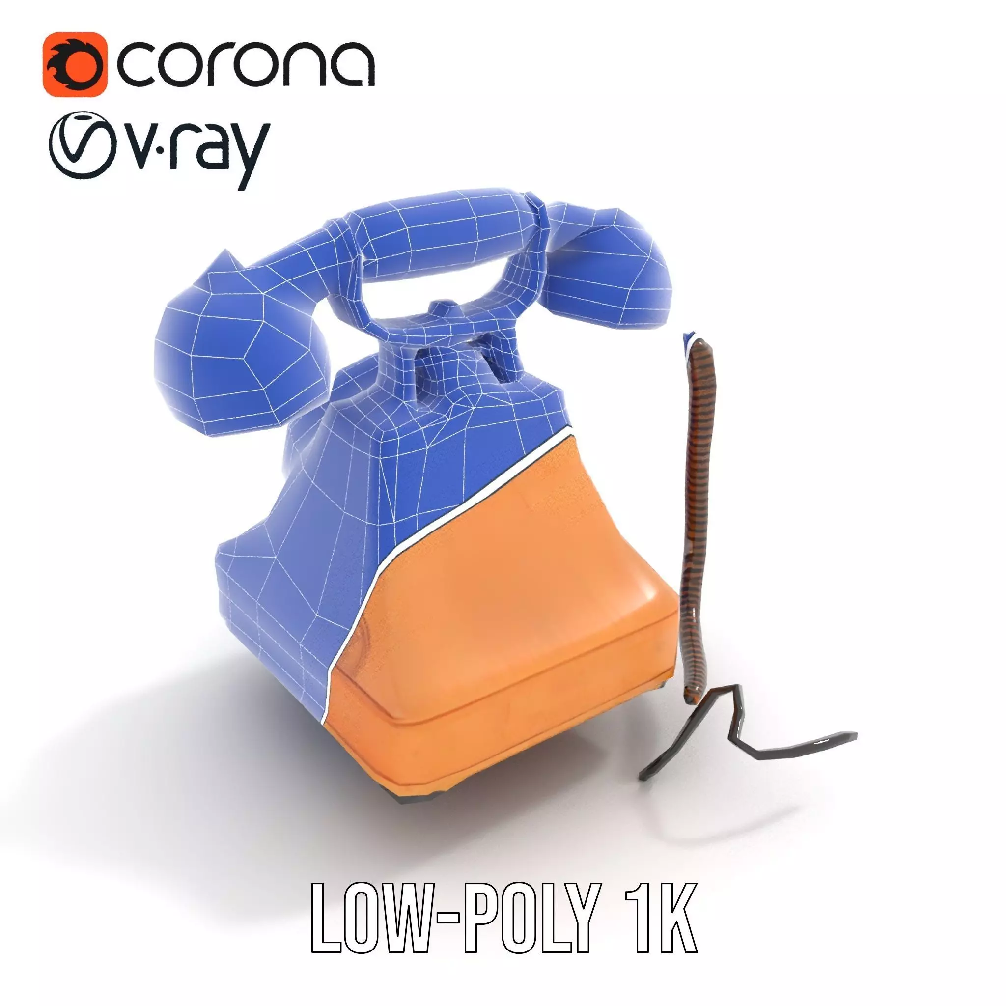 Vintage Copper Phone model pack Low-poly 3D model_19