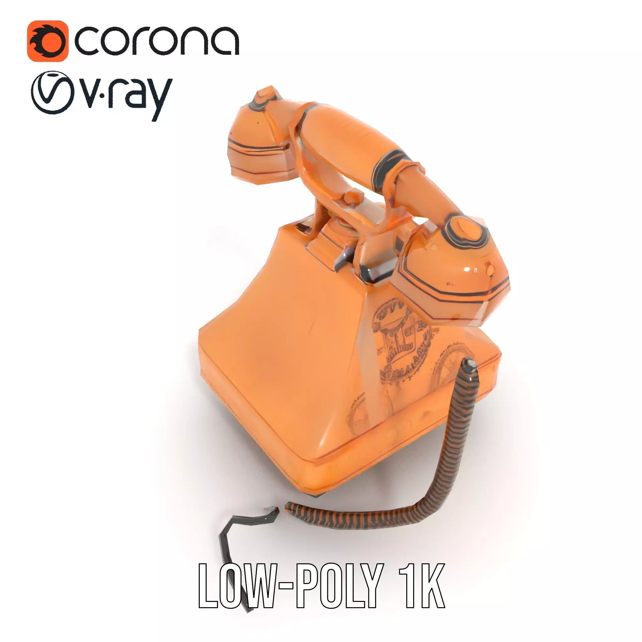 Vintage Copper Phone model pack Low-poly 3D model_16