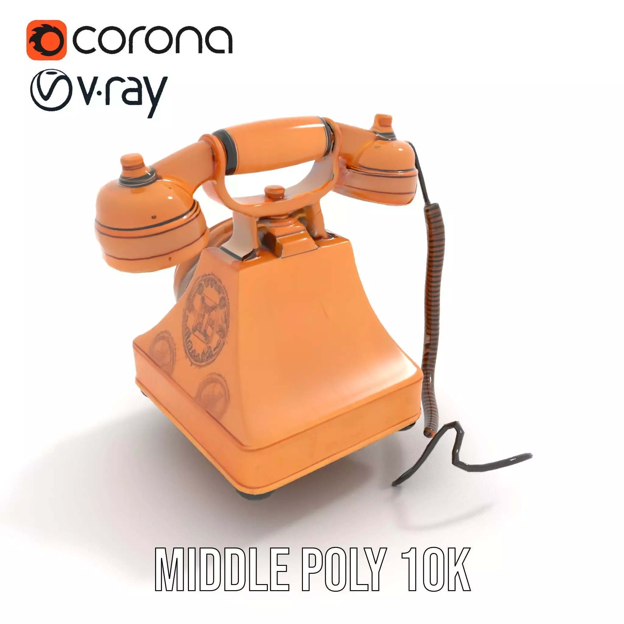 Vintage Copper Phone model pack Low-poly 3D model_5