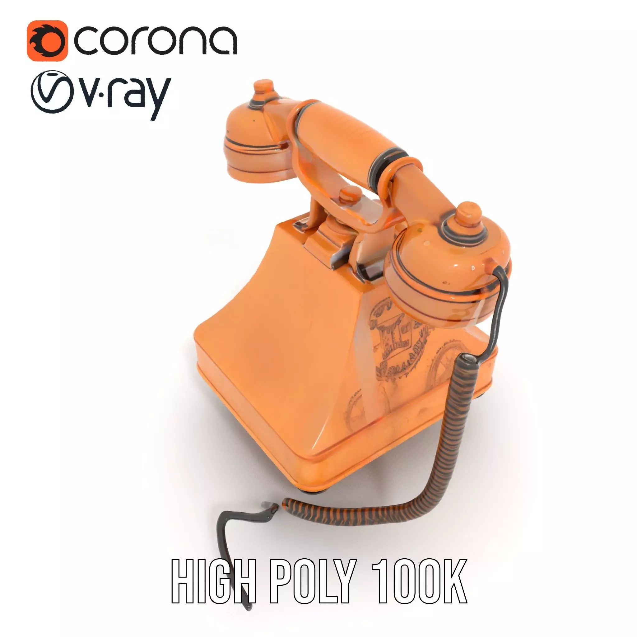 Vintage Copper Phone model pack Low-poly 3D model_32