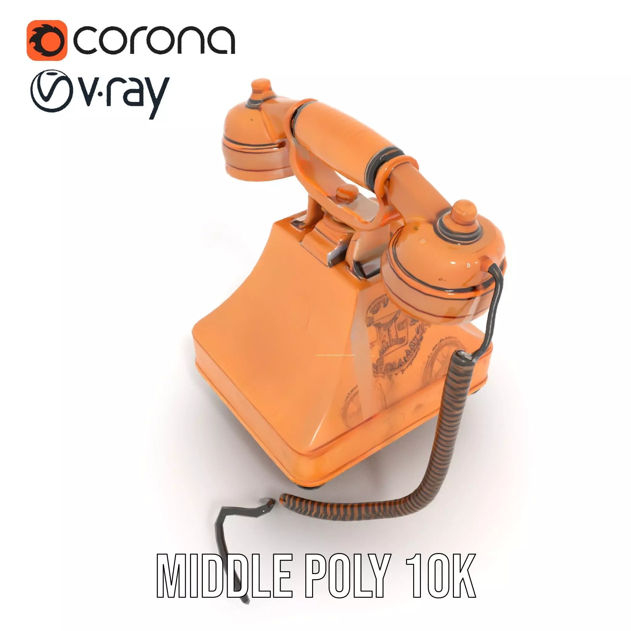 Vintage Copper Phone model pack Low-poly 3D model_13