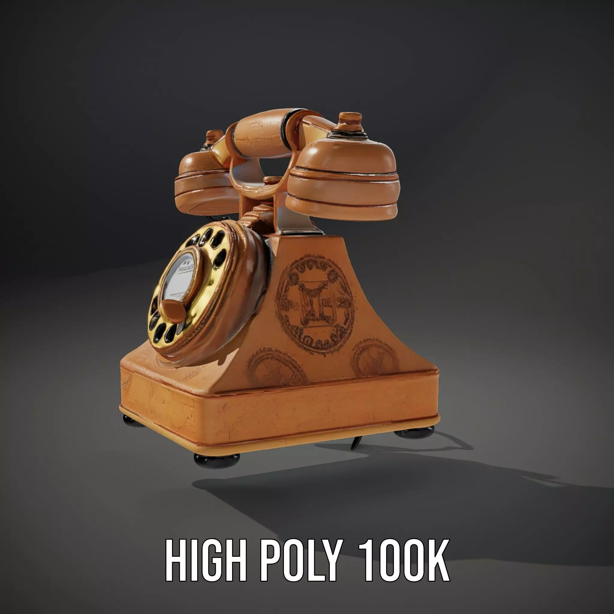 Vintage Copper Phone model pack Low-poly 3D model_10
