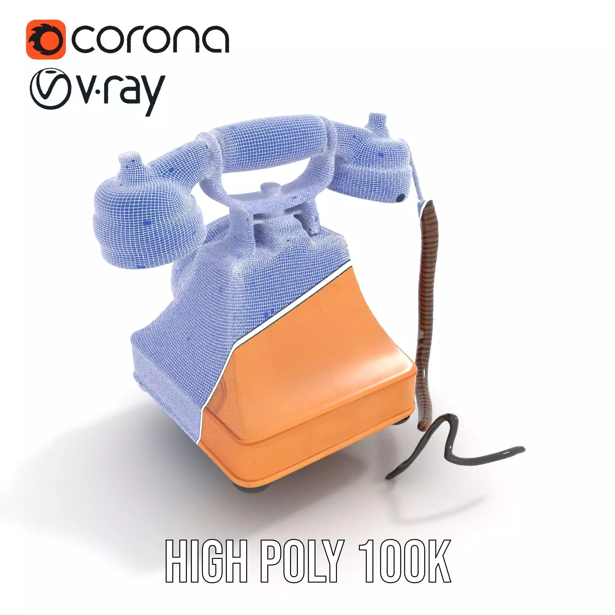 Vintage Copper Phone model pack Low-poly 3D model_17