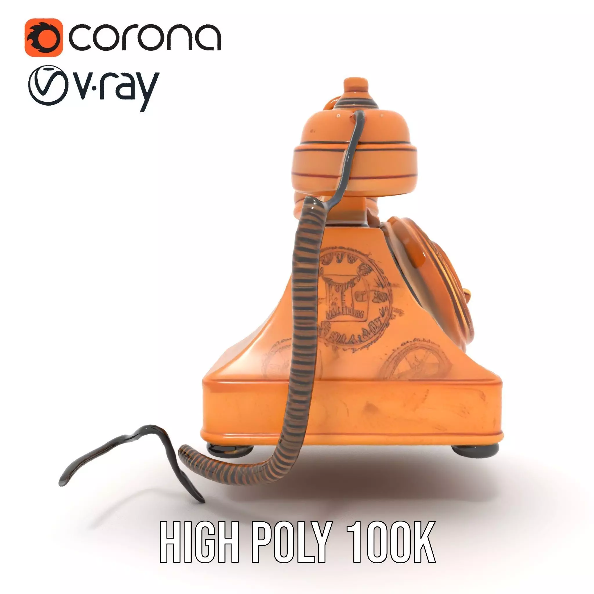 Vintage Copper Phone model pack Low-poly 3D model_20