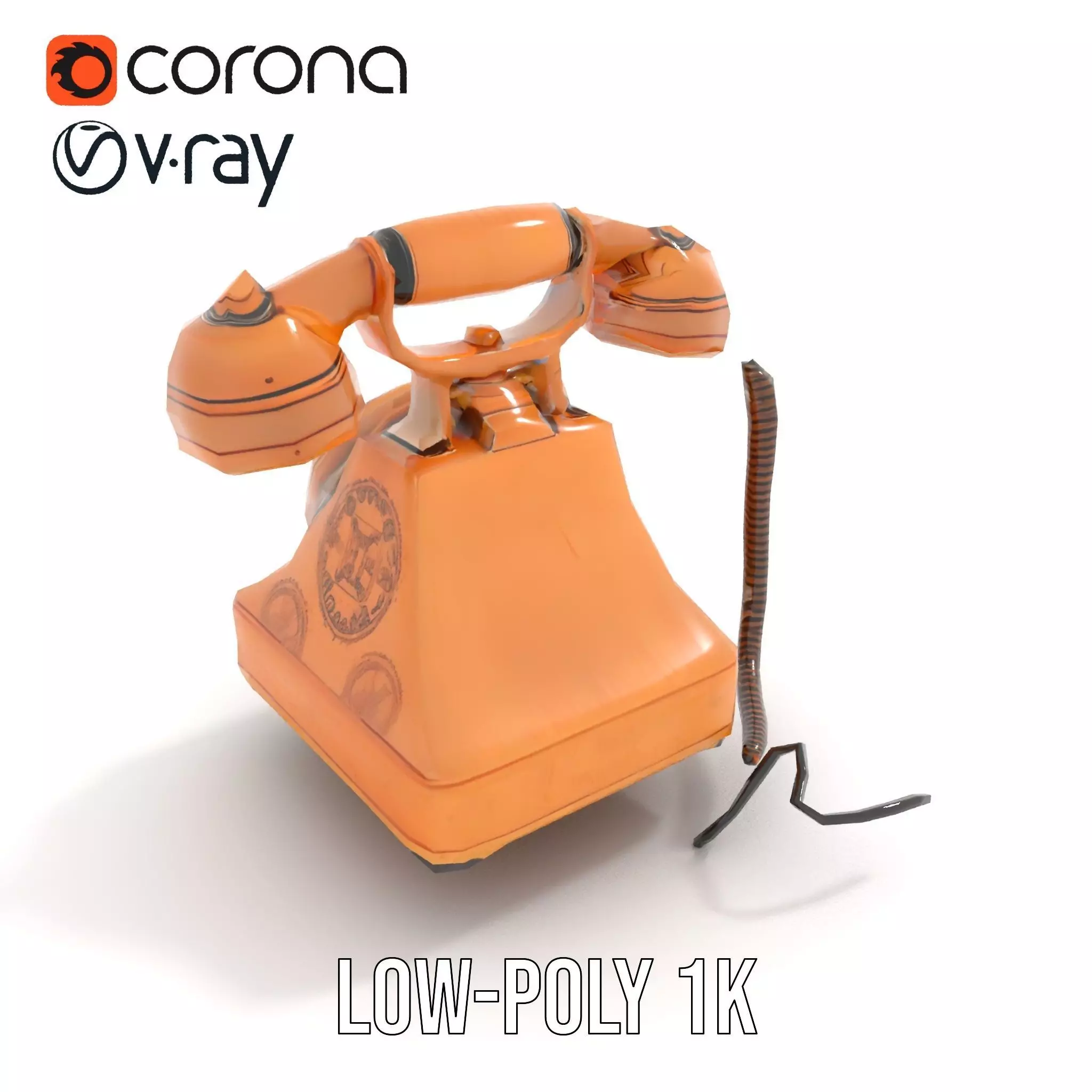 Vintage Copper Phone model pack Low-poly 3D model_14