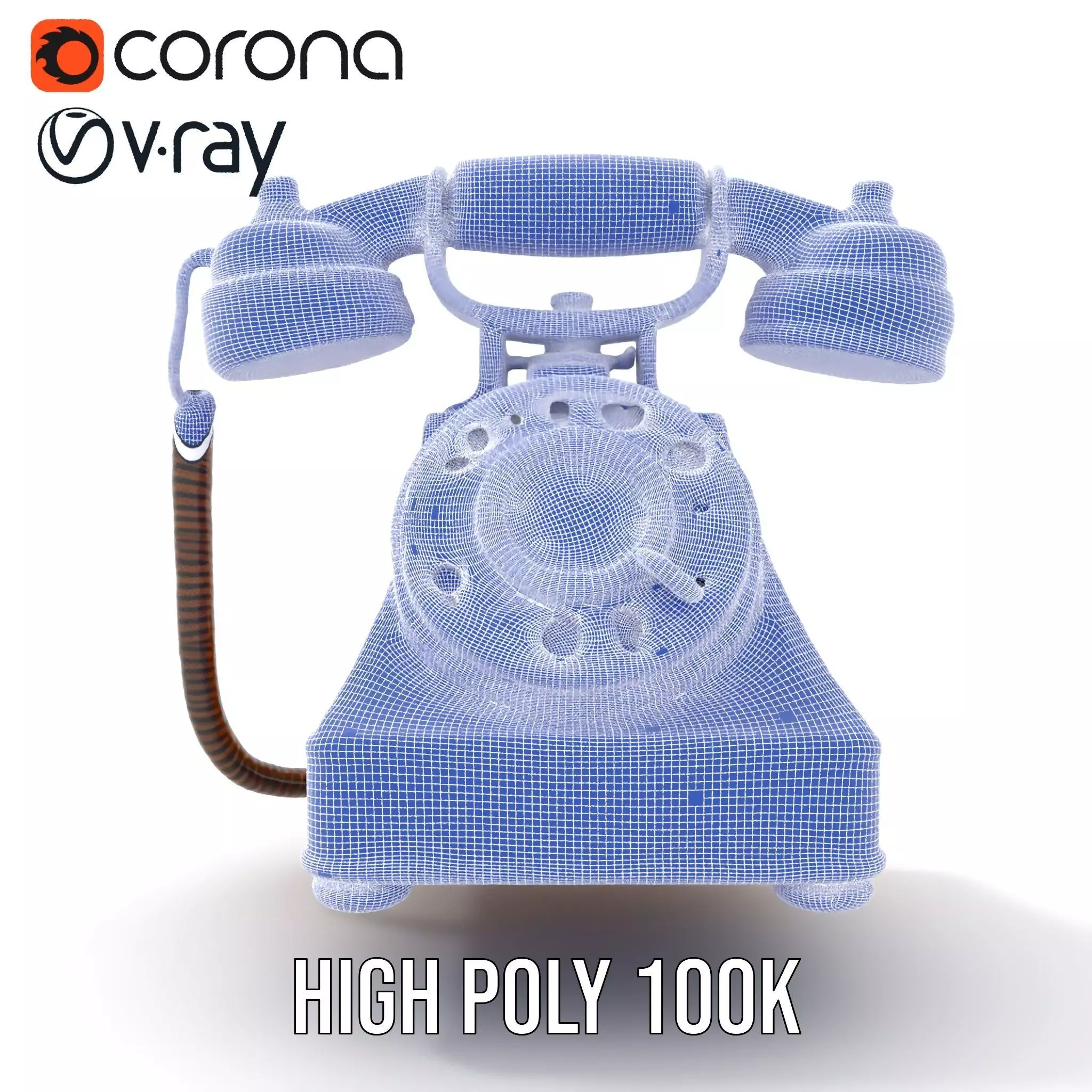 Vintage Copper Phone model pack Low-poly 3D model_34