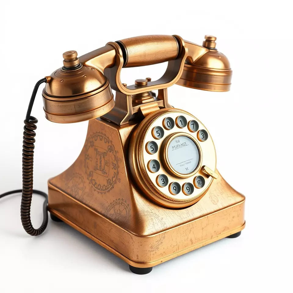 Vintage Copper Phone model pack Low-poly 3D model_2