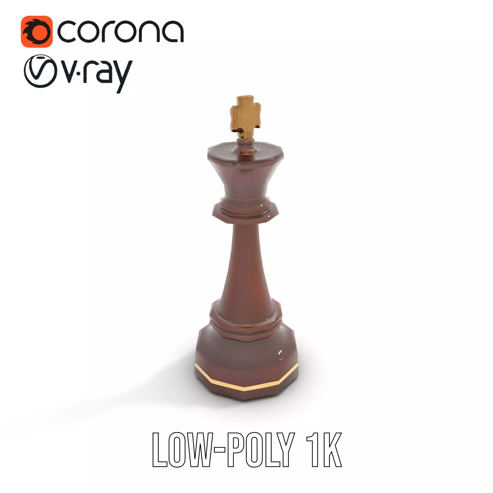 Mahogany King Chess Piece model pack Low-poly 3D model_9