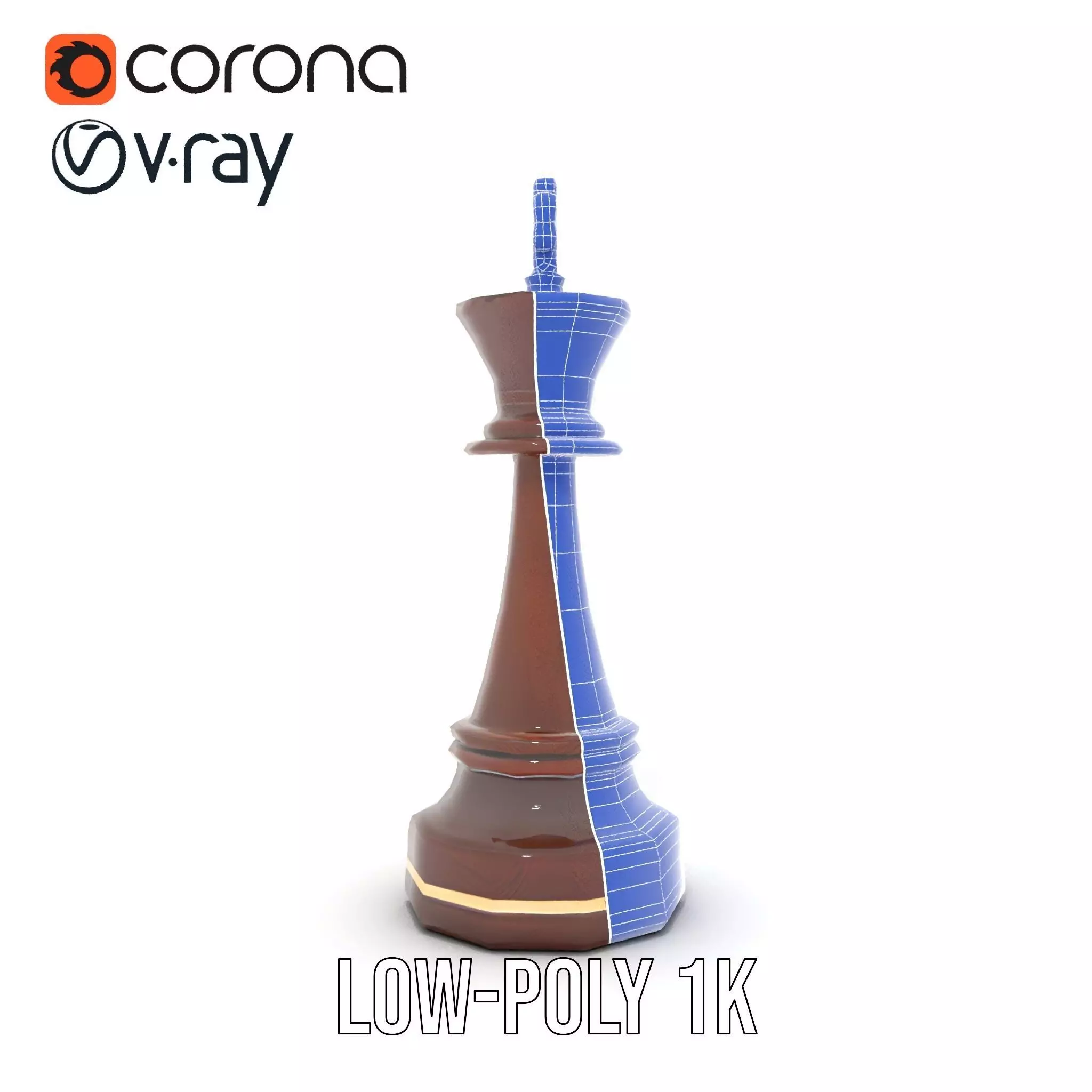 Mahogany King Chess Piece model pack Low-poly 3D model_30
