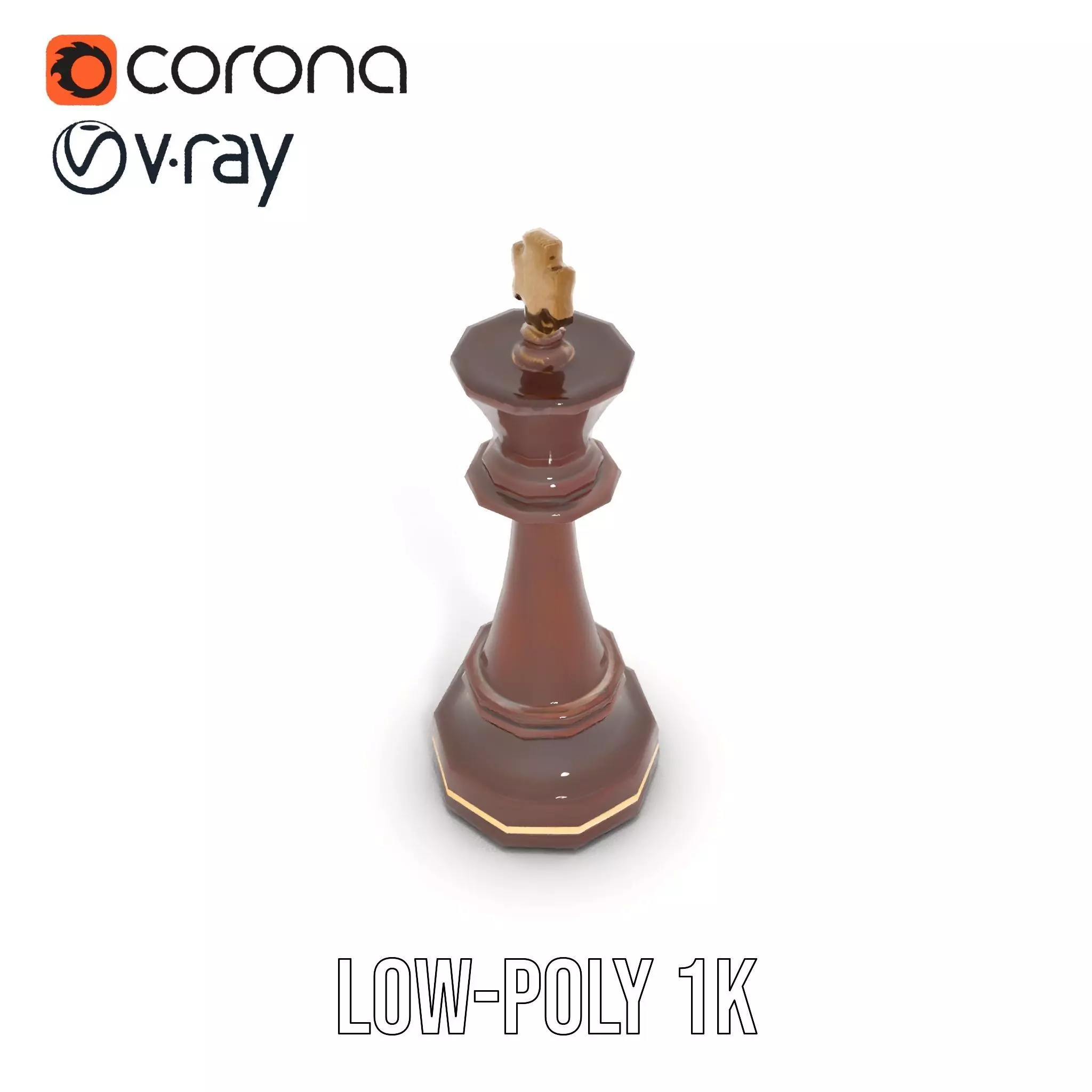 Mahogany King Chess Piece model pack Low-poly 3D model_12