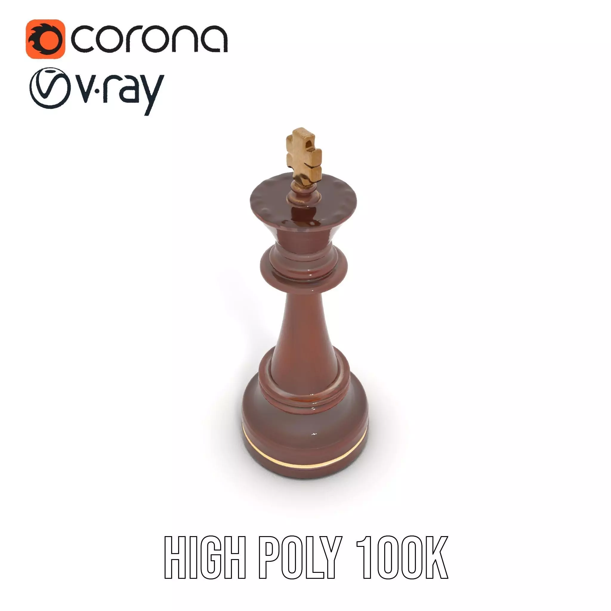 Mahogany King Chess Piece model pack Low-poly 3D model_25