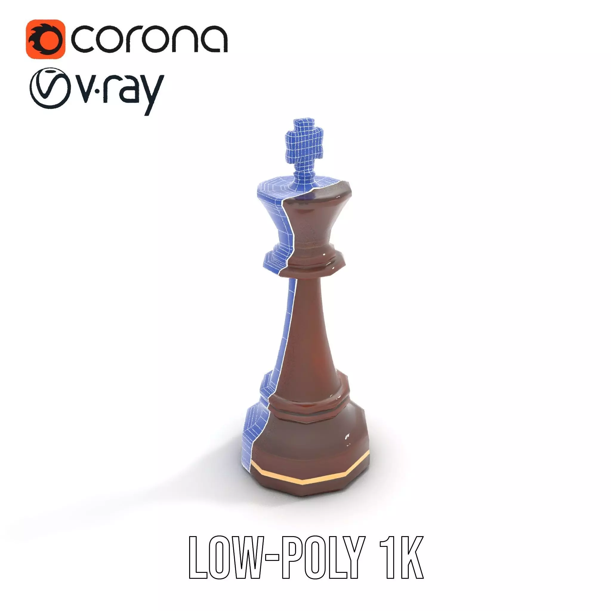 Mahogany King Chess Piece model pack Low-poly 3D model_14