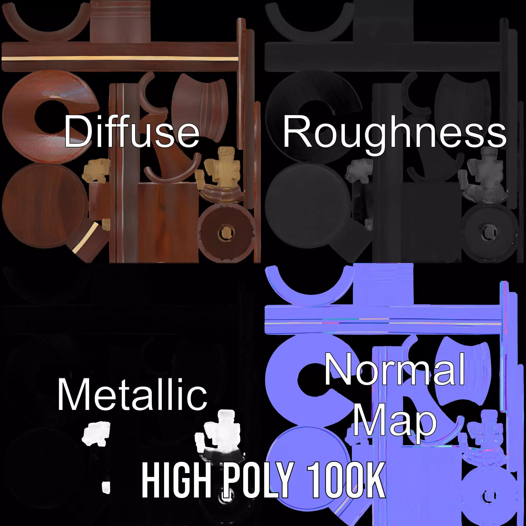 Mahogany King Chess Piece model pack Low-poly 3D model_3