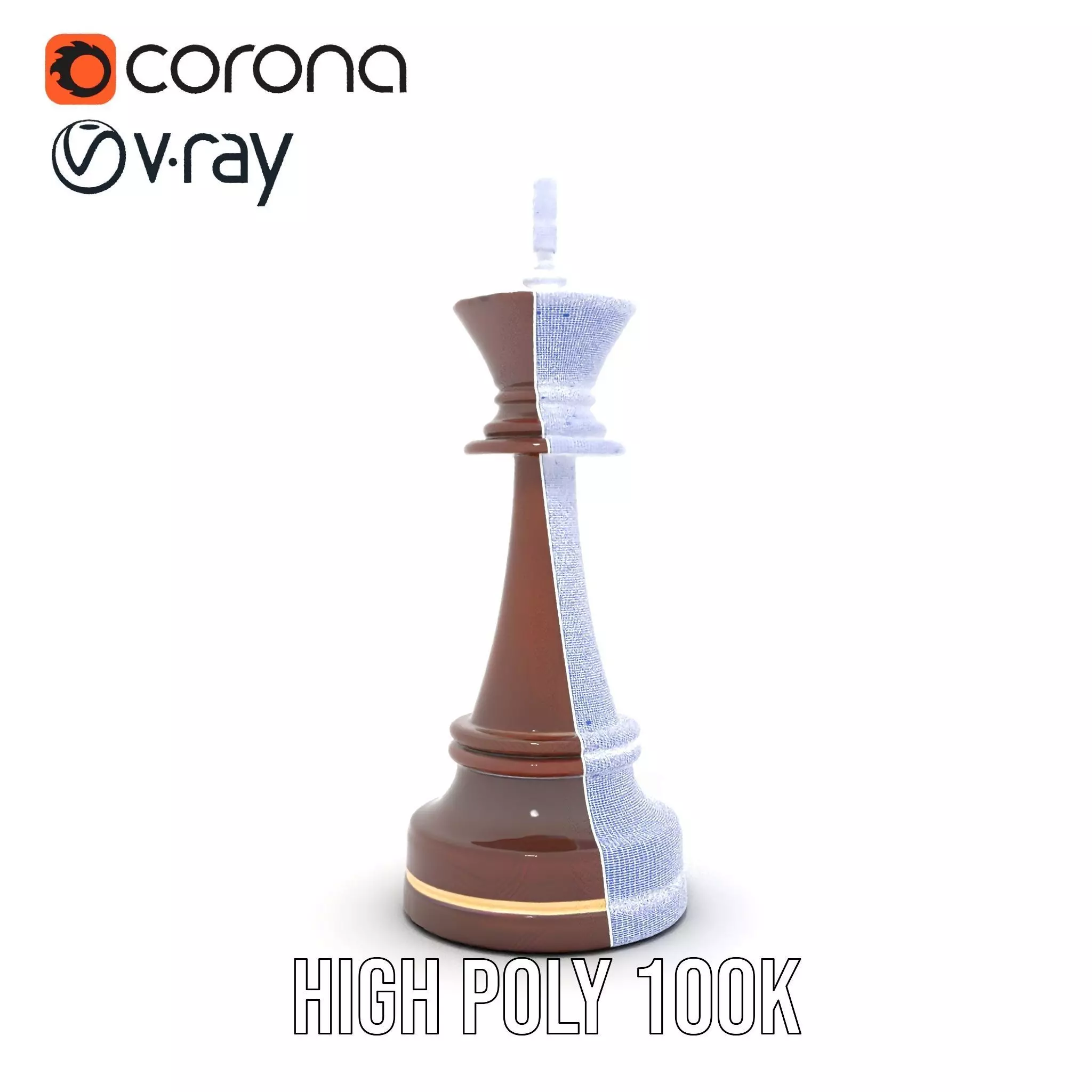 Mahogany King Chess Piece model pack Low-poly 3D model_34
