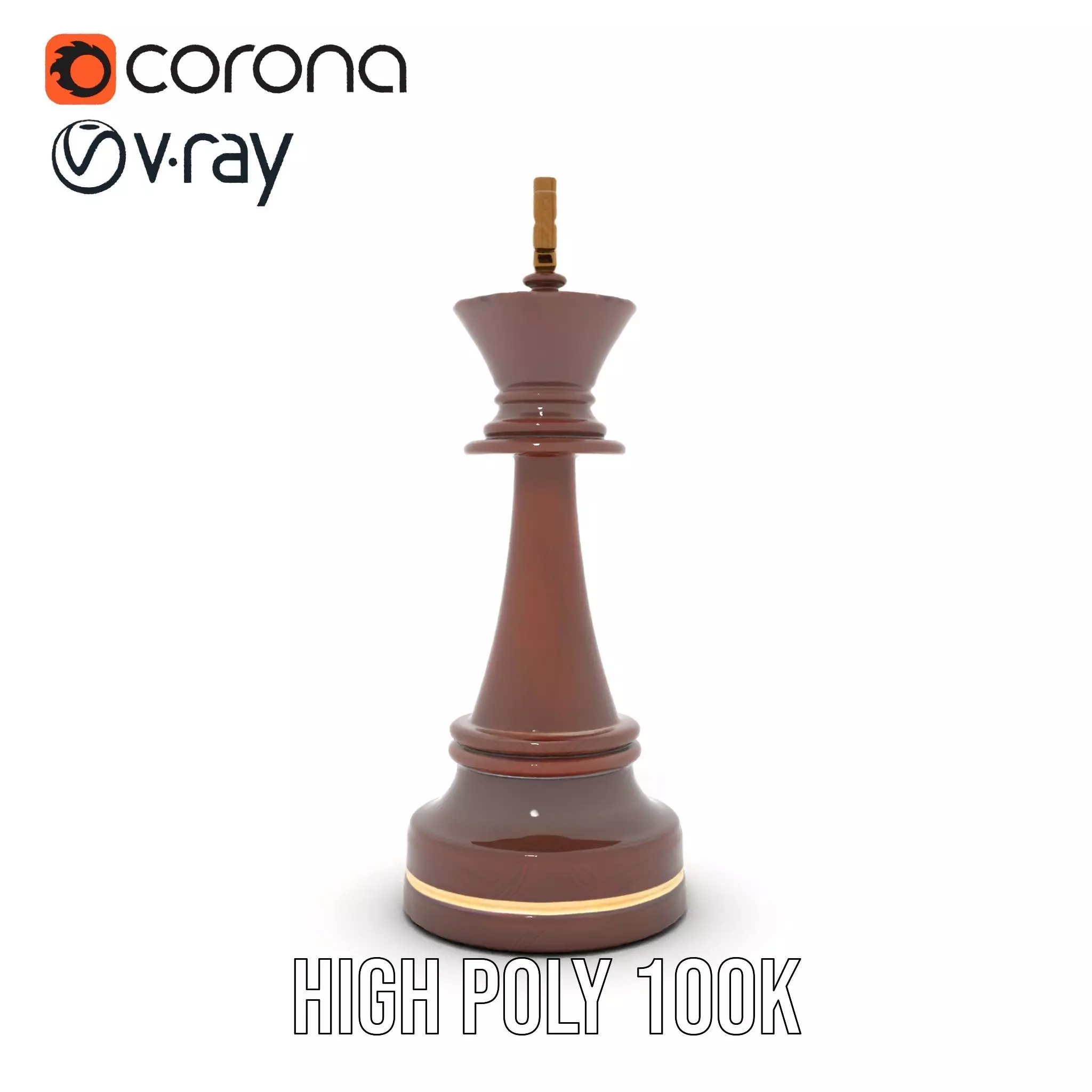 Mahogany King Chess Piece model pack Low-poly 3D model_22