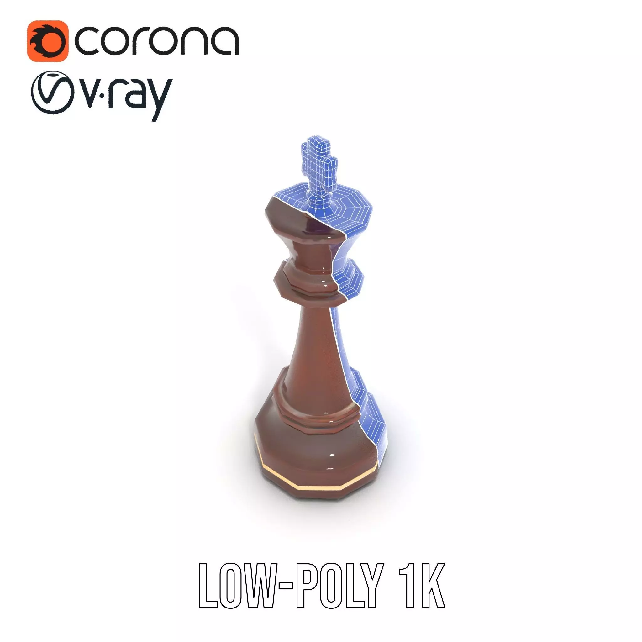 Mahogany King Chess Piece model pack Low-poly 3D model_27