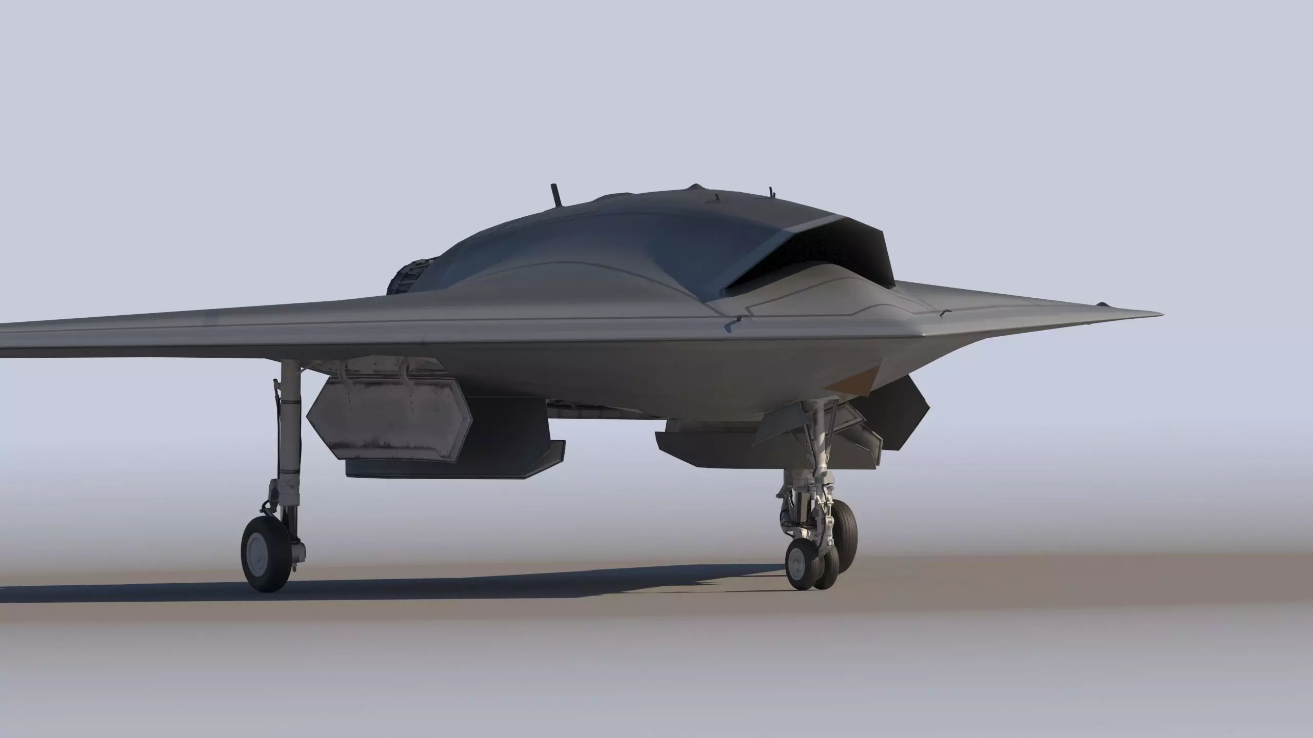 Stealth Drone Advanced Military UAV Low-poly 3D model_3