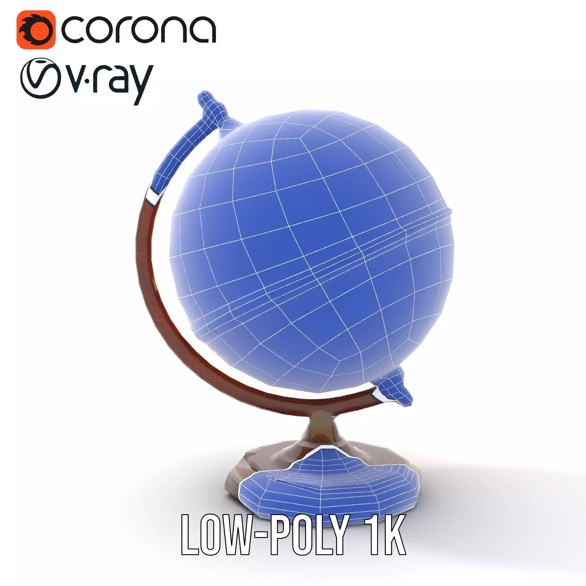 Vintage Globe Earth model pack Low-poly 3D model_31