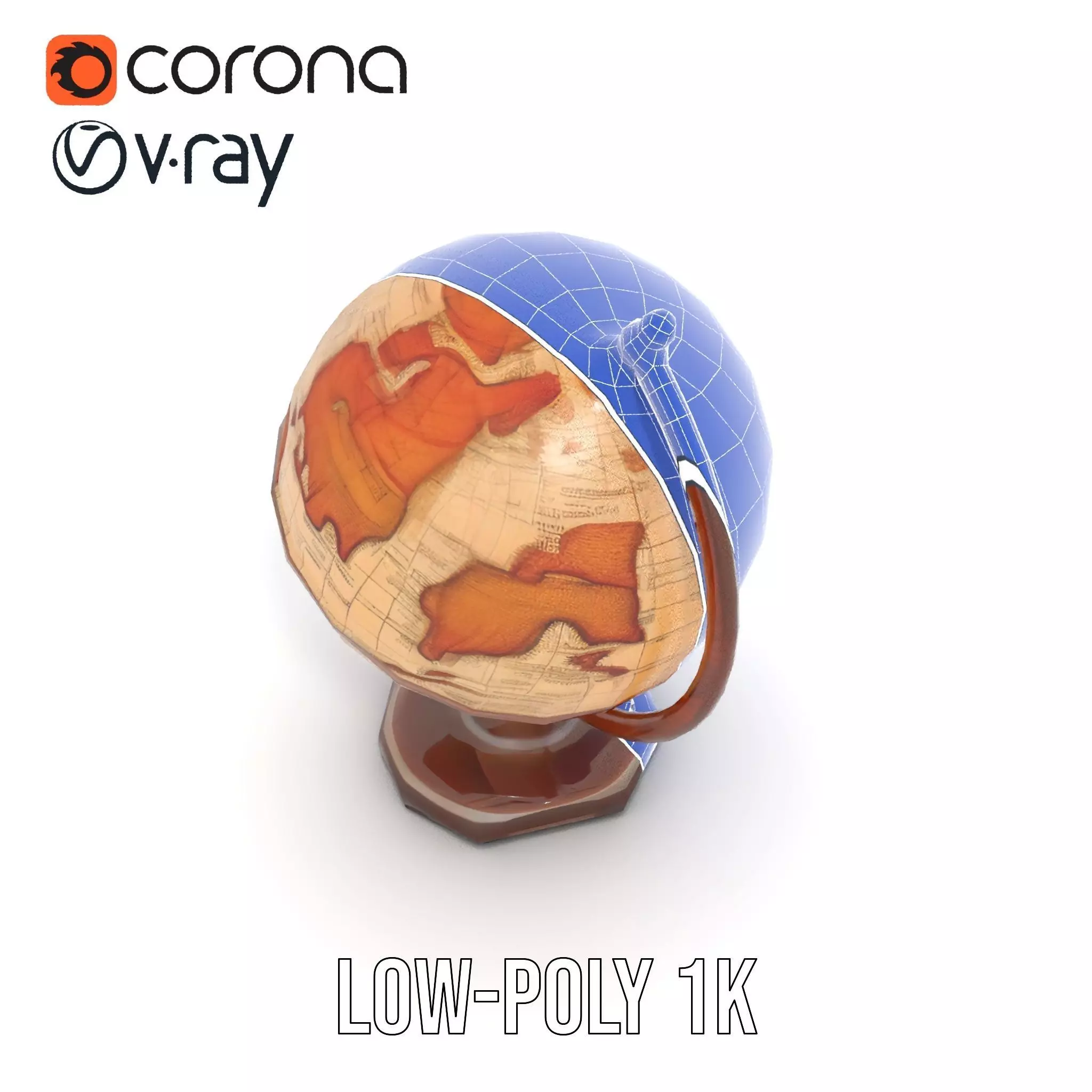 Vintage Globe Earth model pack Low-poly 3D model_28