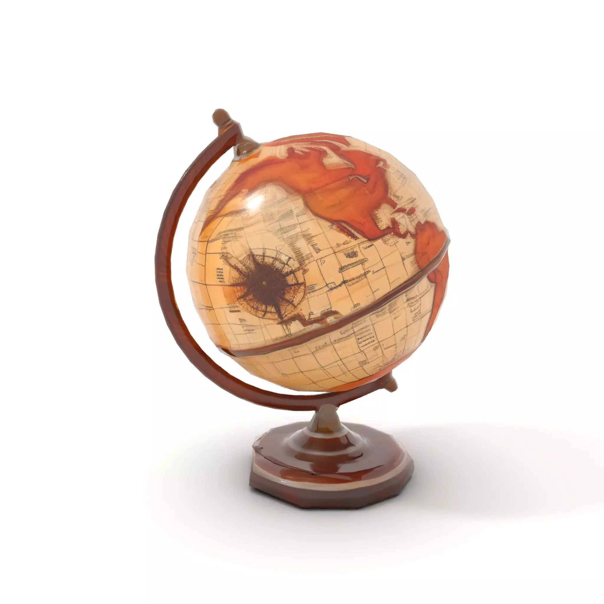 Vintage Globe Earth model pack Low-poly 3D model_7