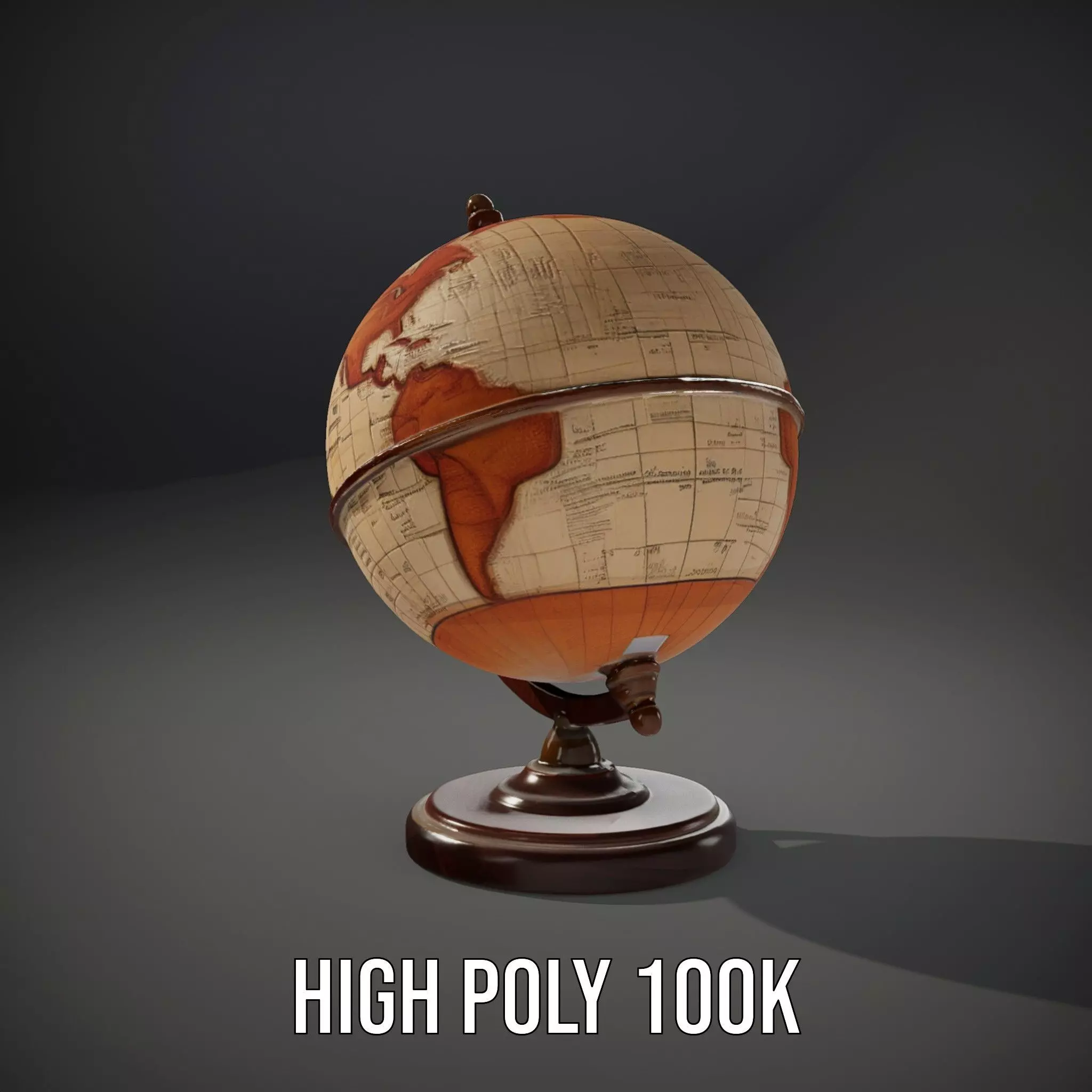 Vintage Globe Earth model pack Low-poly 3D model_8
