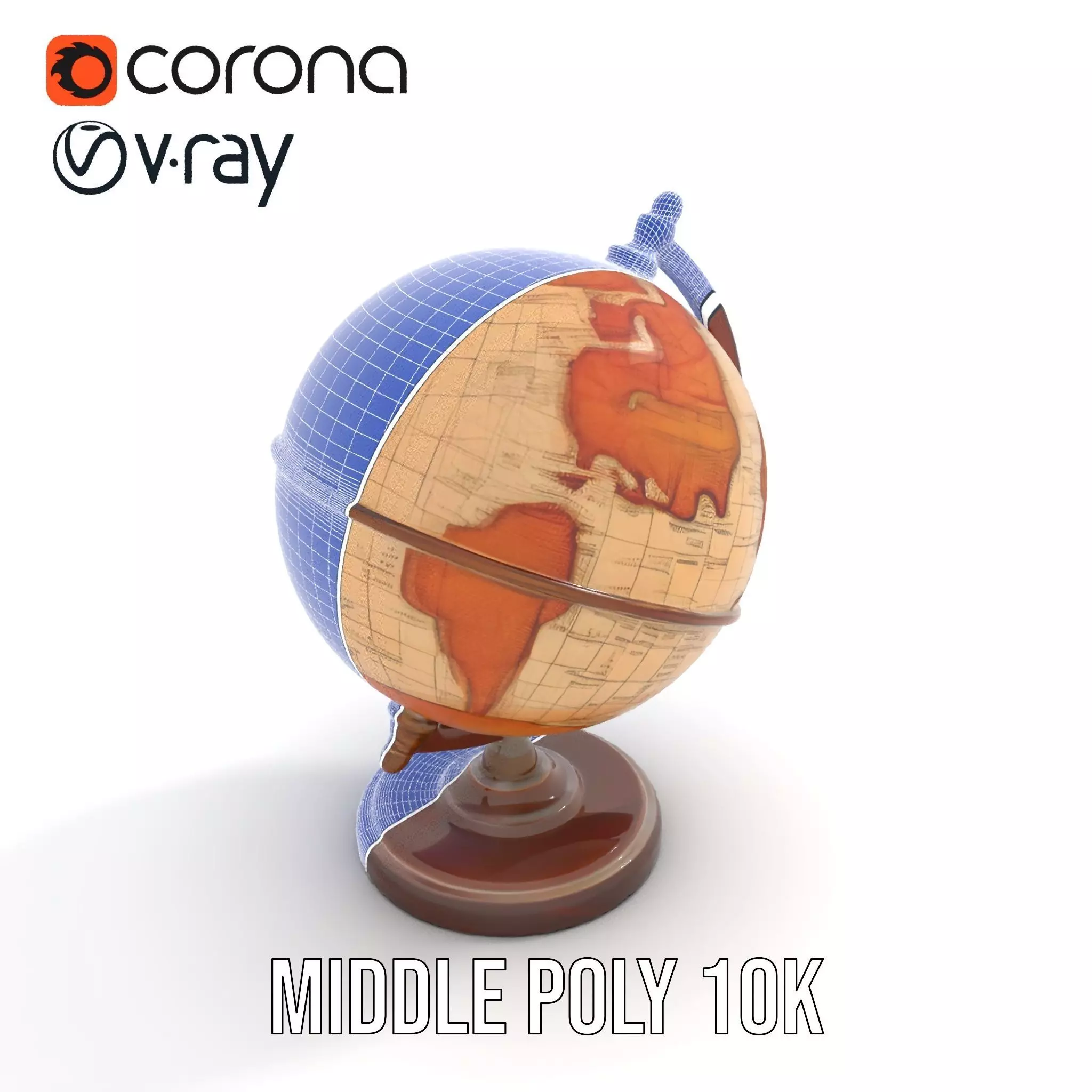 Vintage Globe Earth model pack Low-poly 3D model_16