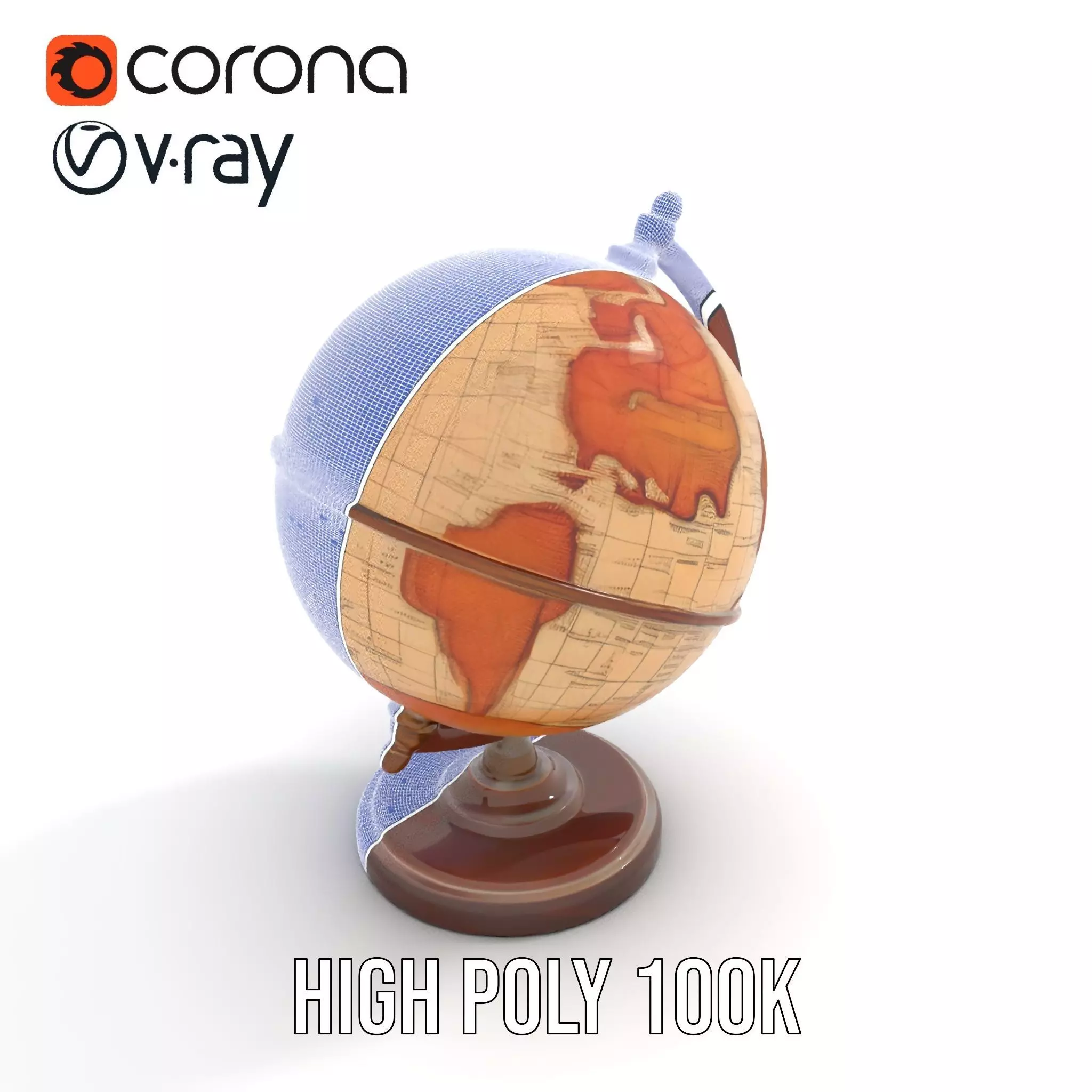 Vintage Globe Earth model pack Low-poly 3D model_18