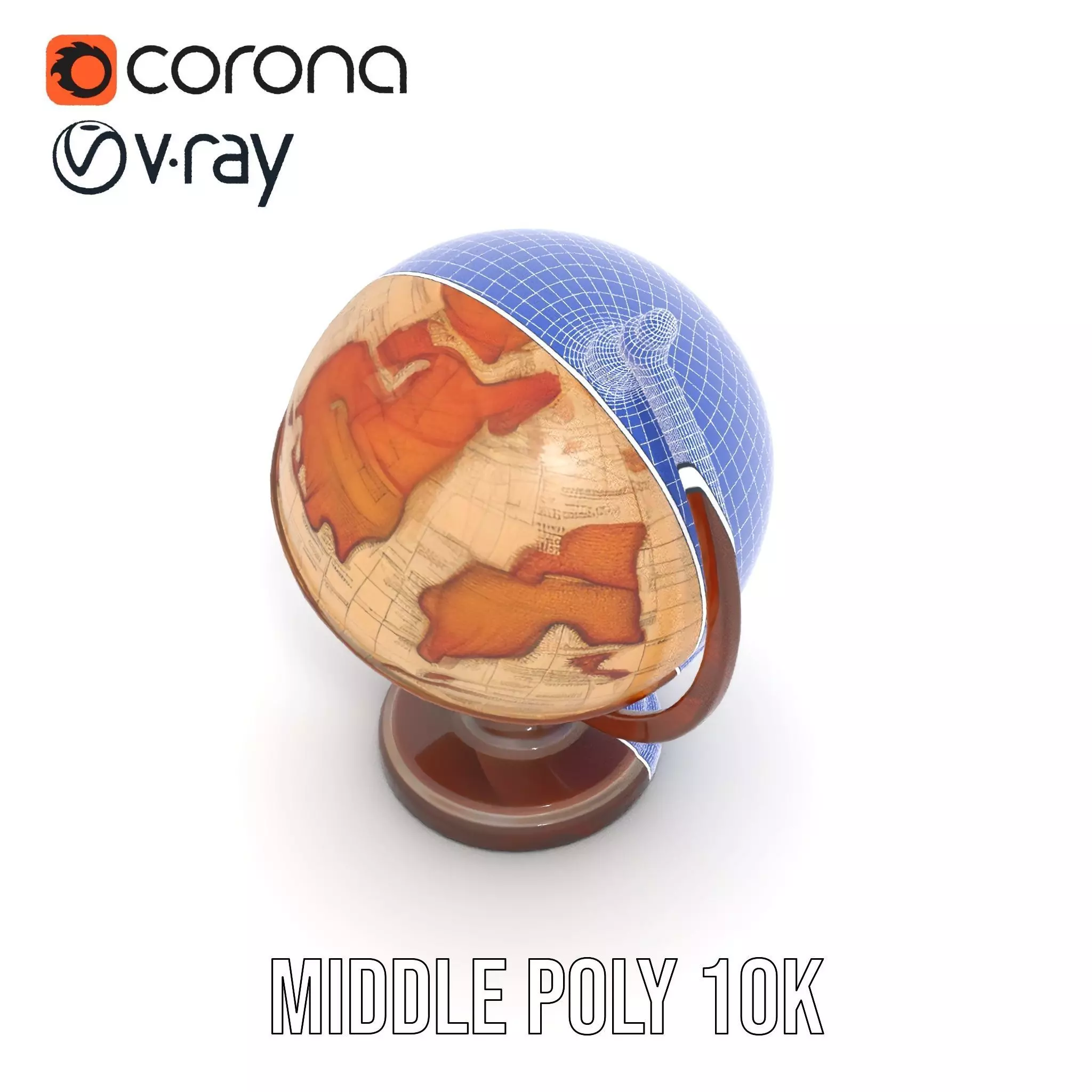 Vintage Globe Earth model pack Low-poly 3D model_27