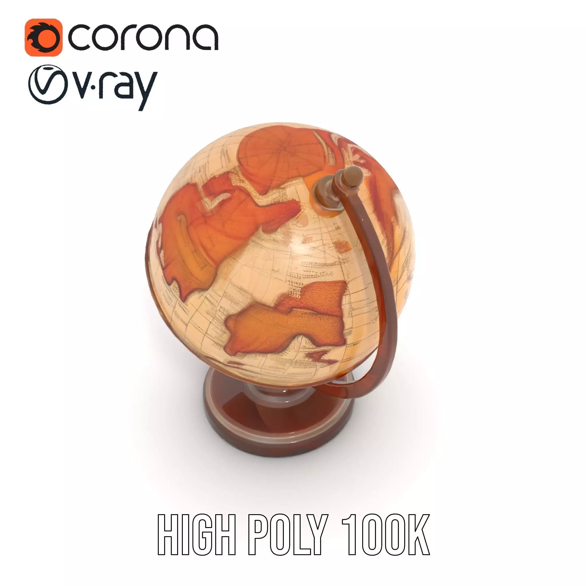 Vintage Globe Earth model pack Low-poly 3D model_23