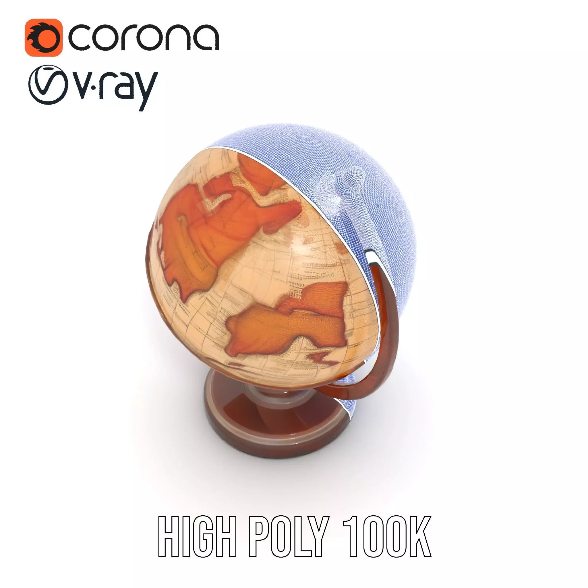 Vintage Globe Earth model pack Low-poly 3D model_32