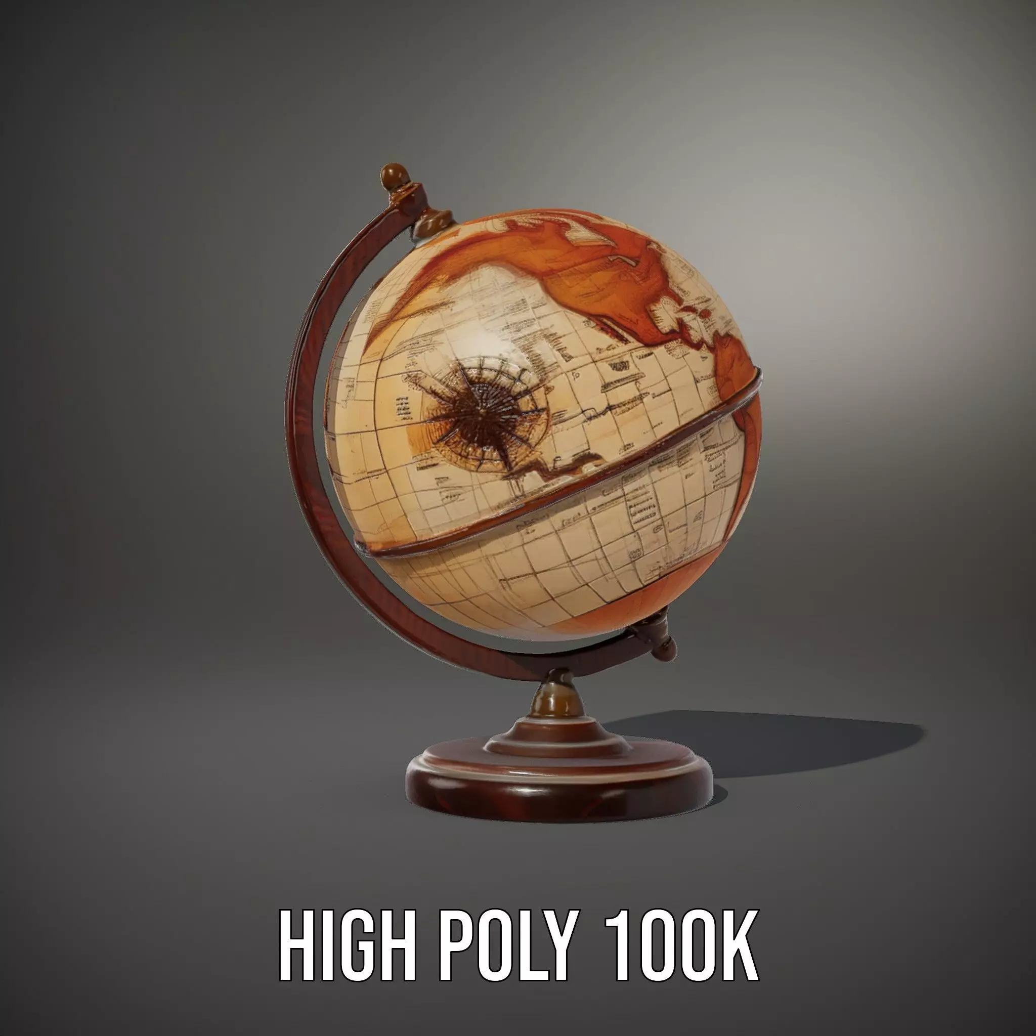 Vintage Globe Earth model pack Low-poly 3D model_10