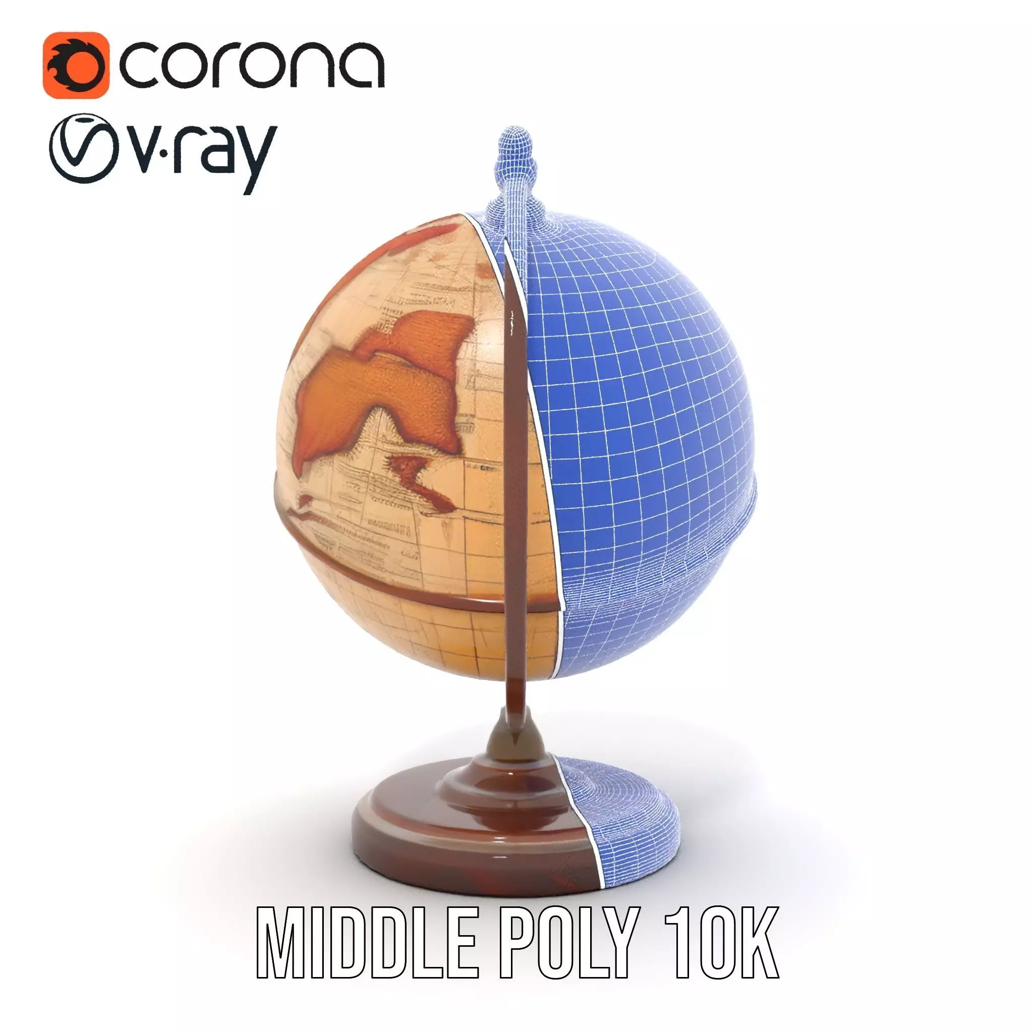 Vintage Globe Earth model pack Low-poly 3D model_24