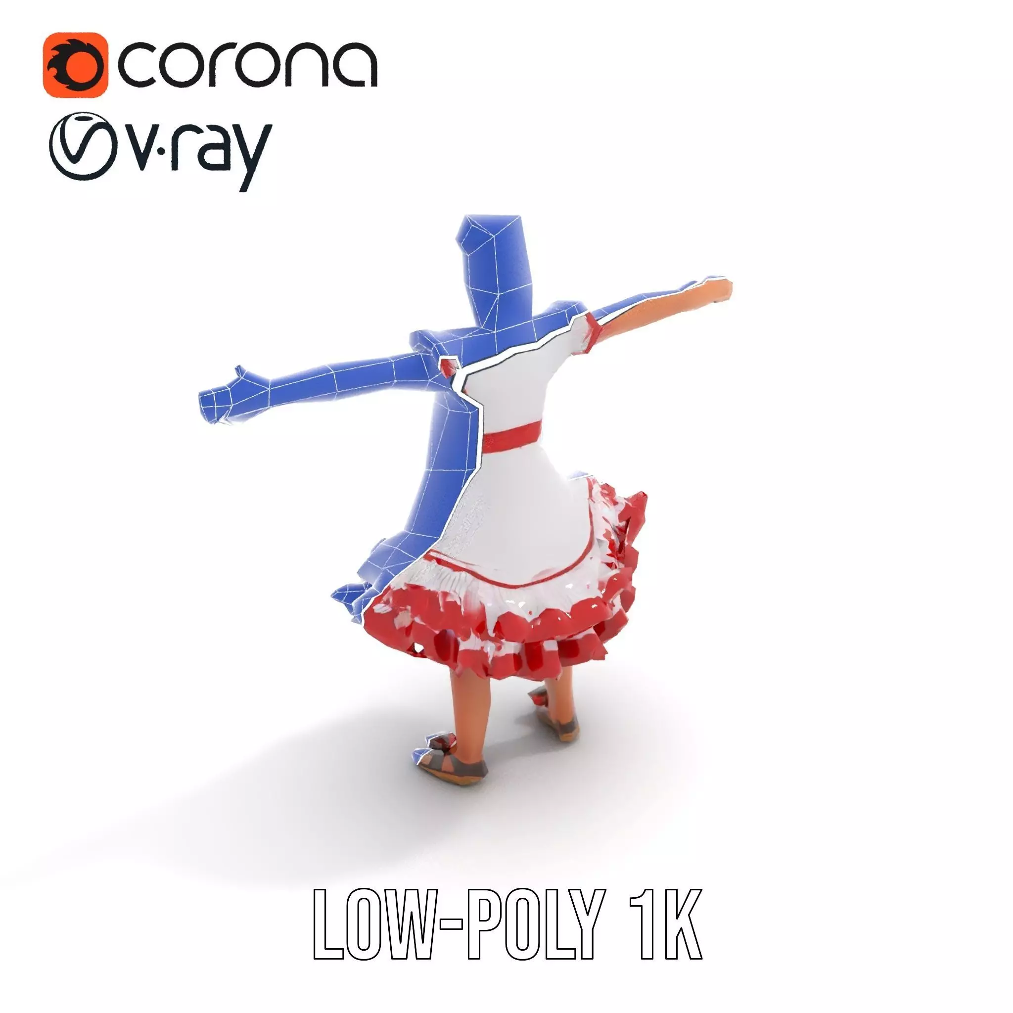 Colorful Folk Dress model pack Low-poly 3D model_9