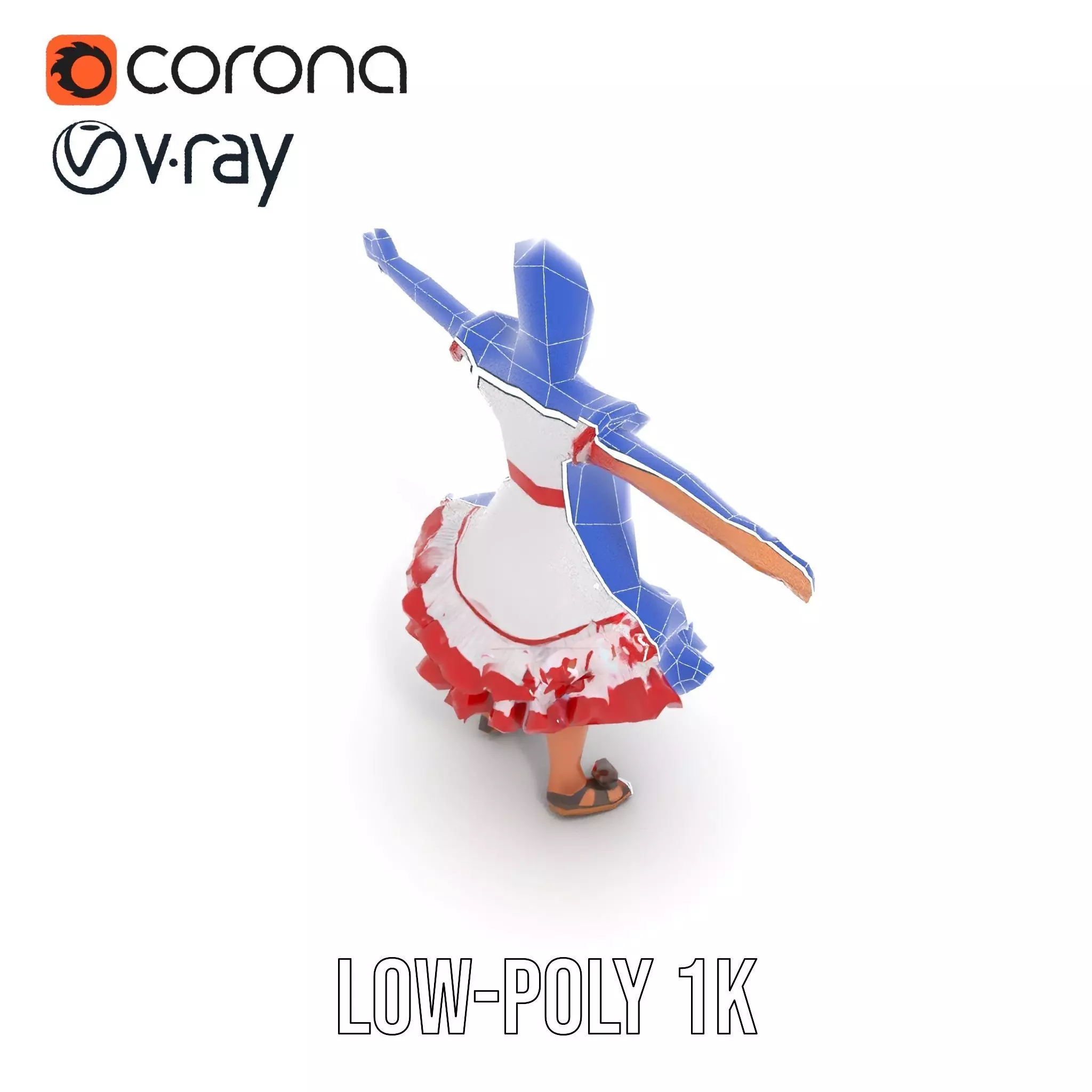 Colorful Folk Dress model pack Low-poly 3D model_22