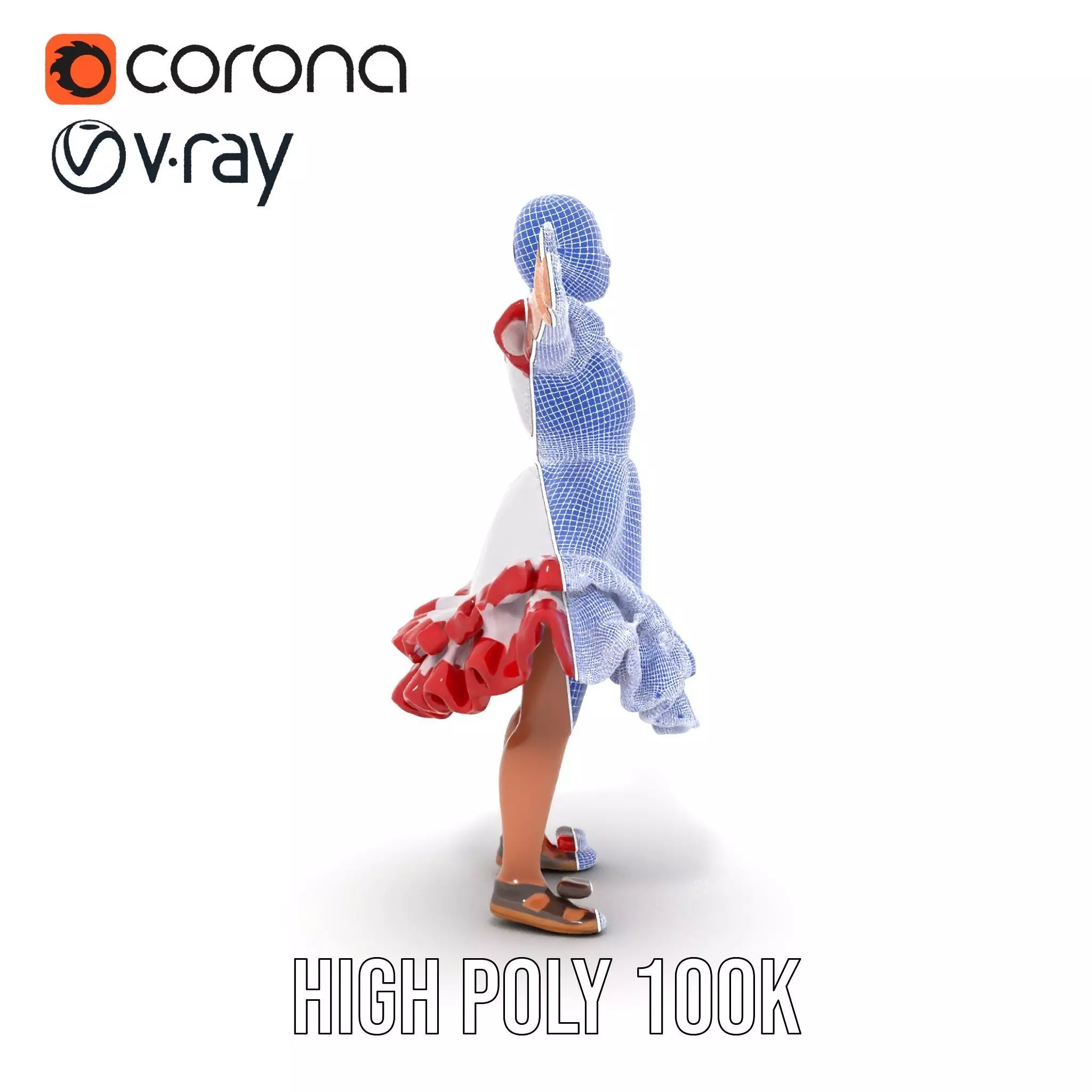 Colorful Folk Dress model pack Low-poly 3D model_33