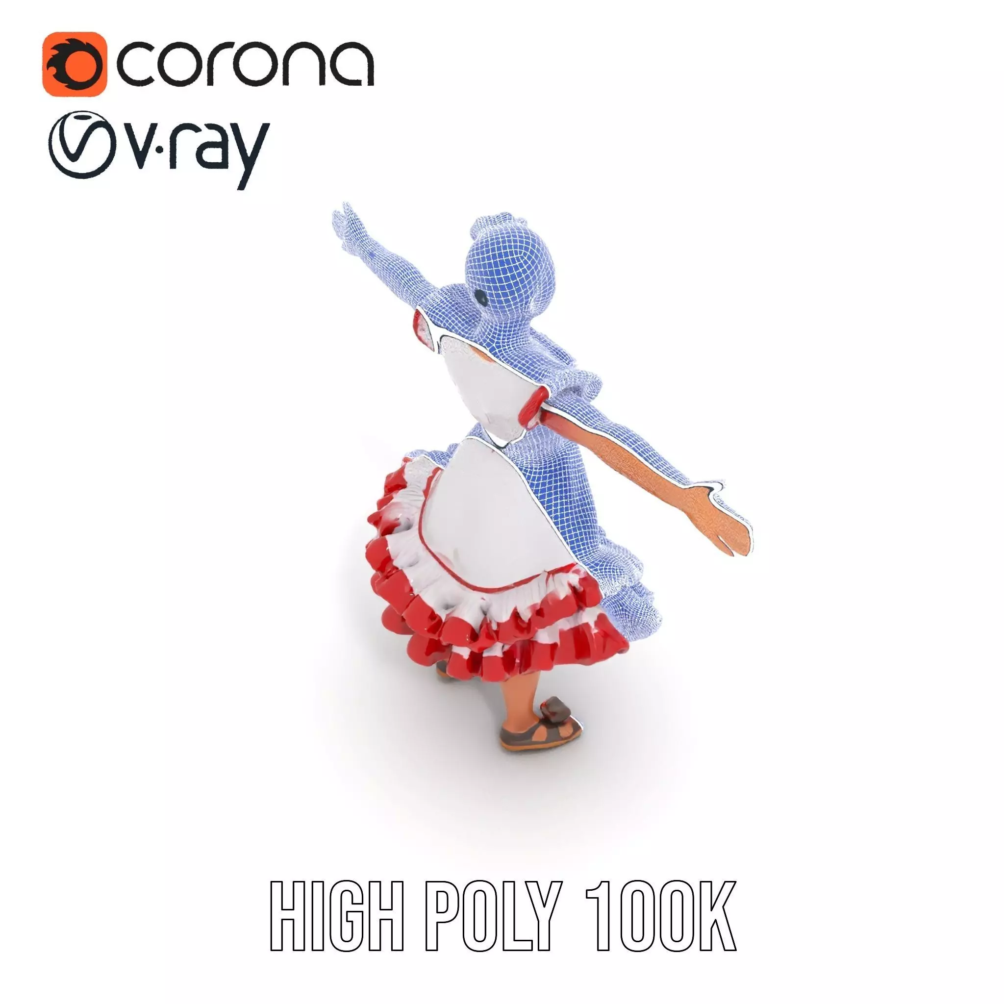 Colorful Folk Dress model pack Low-poly 3D model_32