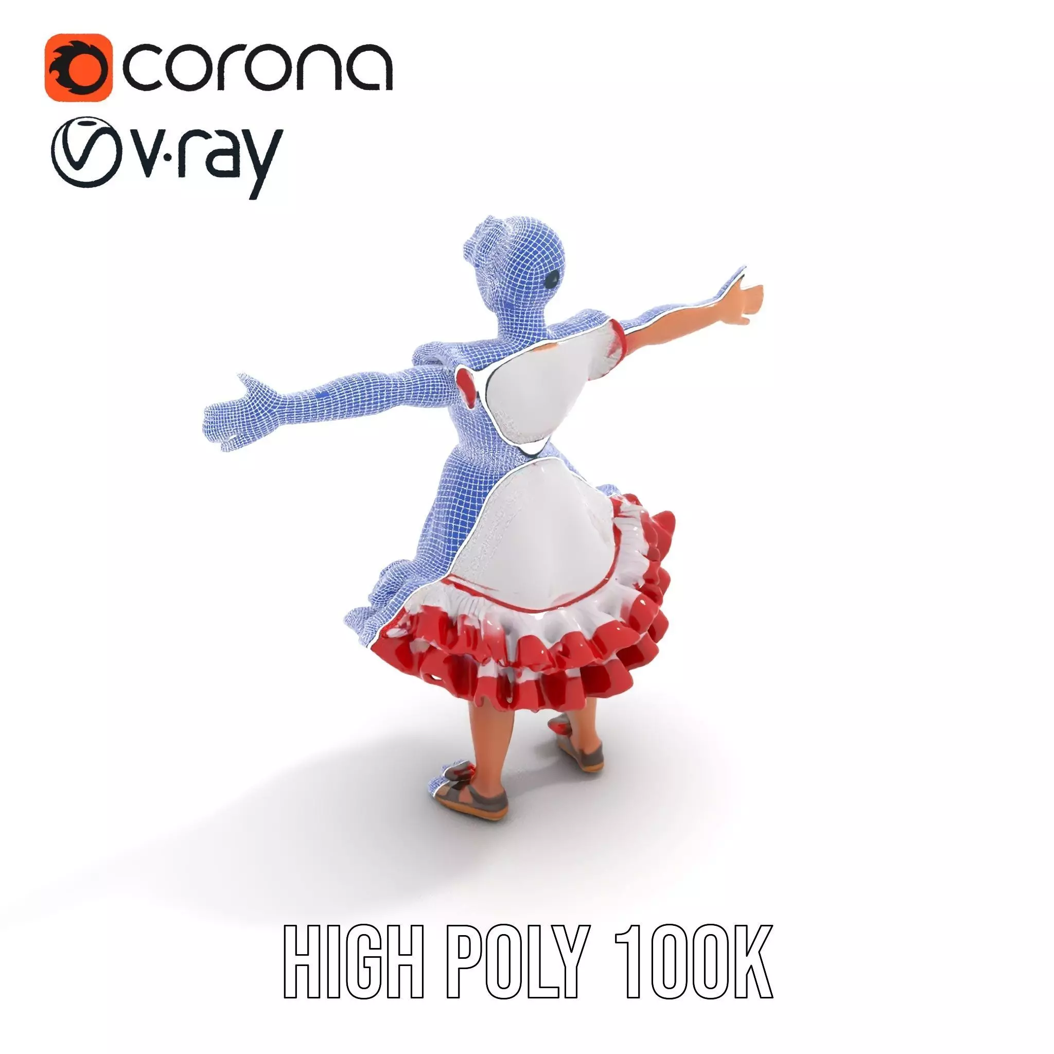 Colorful Folk Dress model pack Low-poly 3D model_28