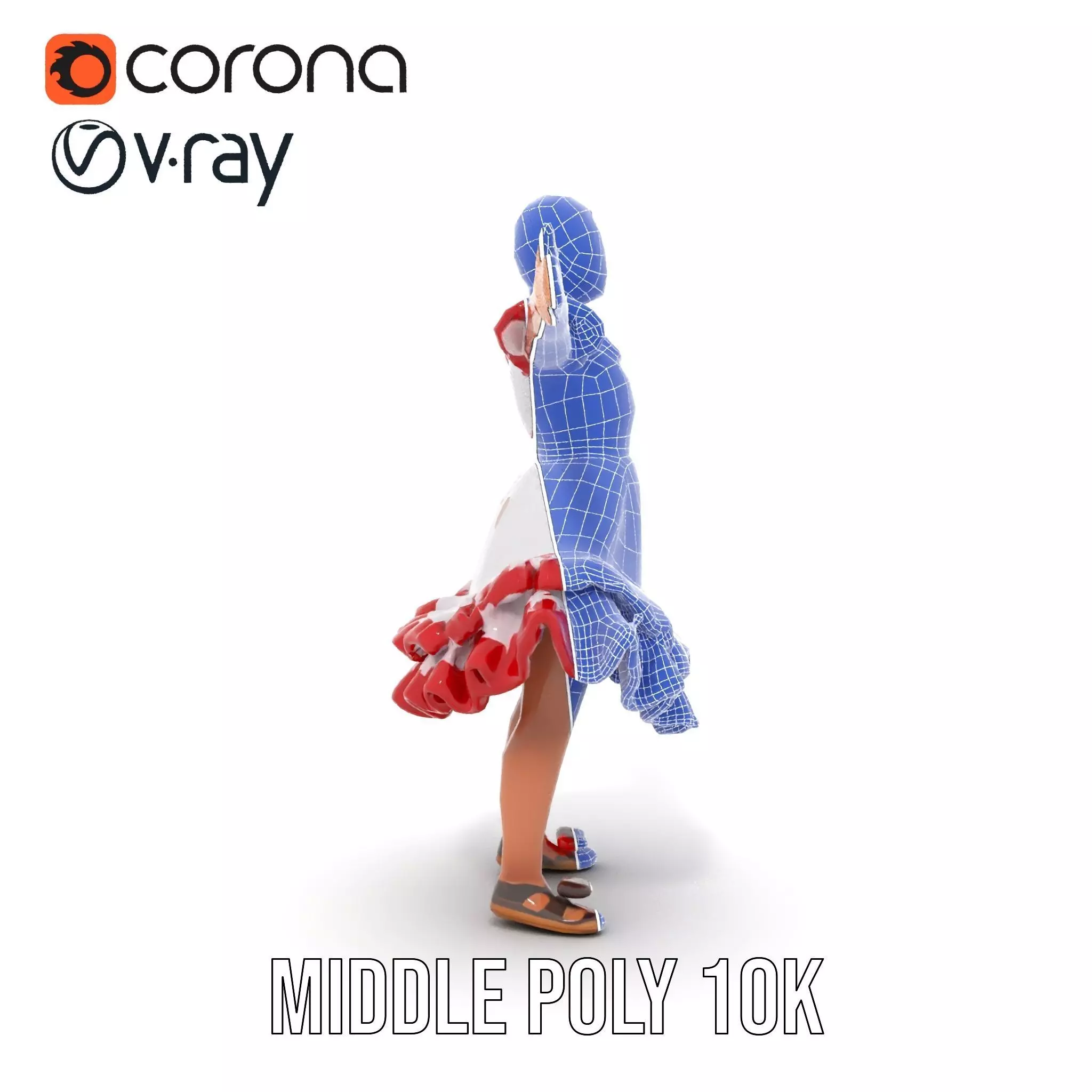 Colorful Folk Dress model pack Low-poly 3D model_11