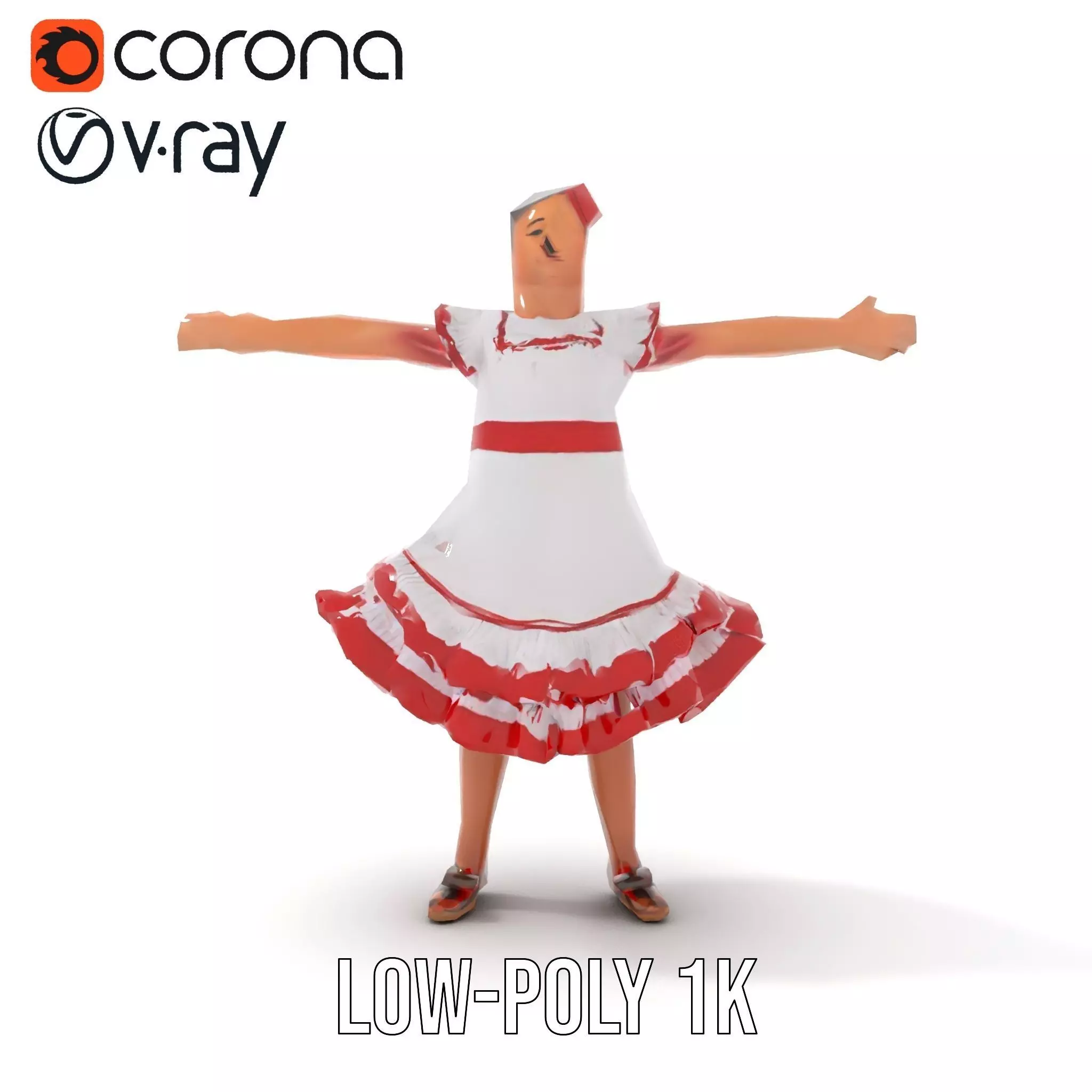 Colorful Folk Dress model pack Low-poly 3D model_16