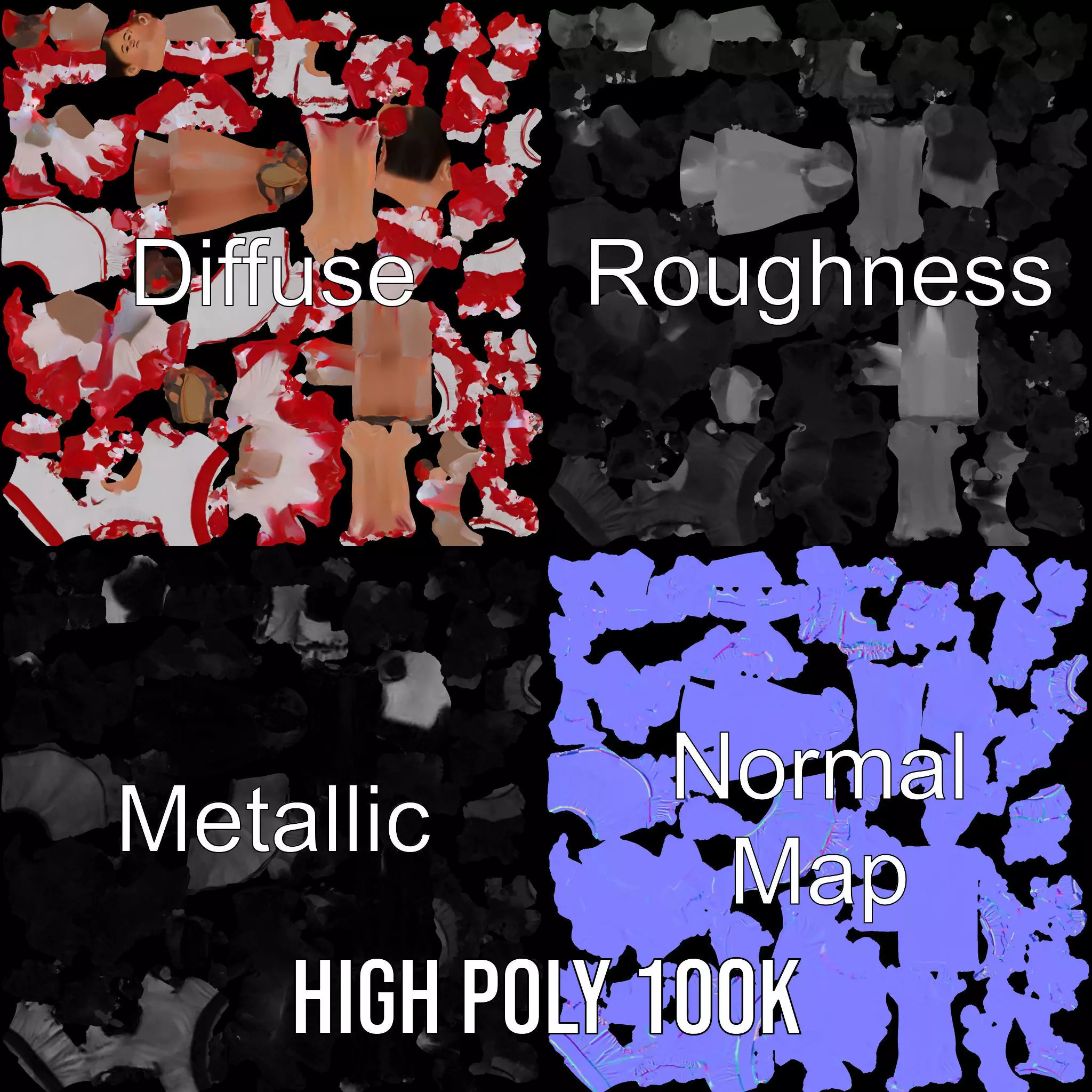 Colorful Folk Dress model pack Low-poly 3D model_3