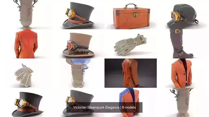 Victorian Steampunk Elegance 3D Model Collection