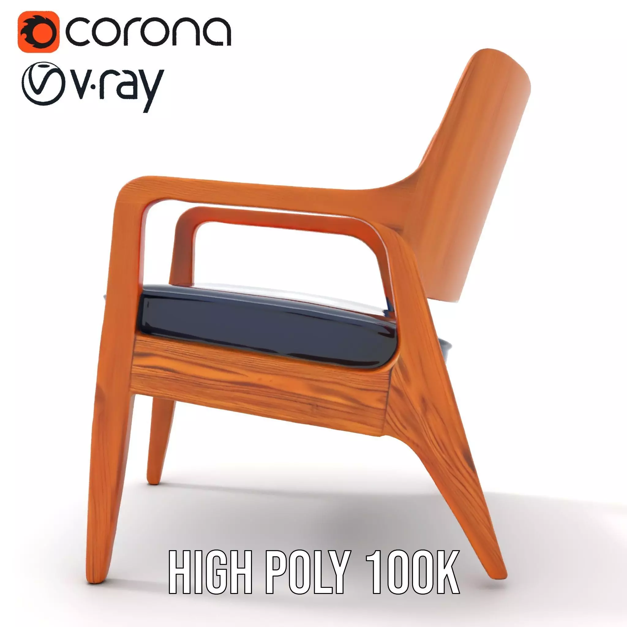 Contemporary Wooden Chair model pack Low-poly 3D model_15