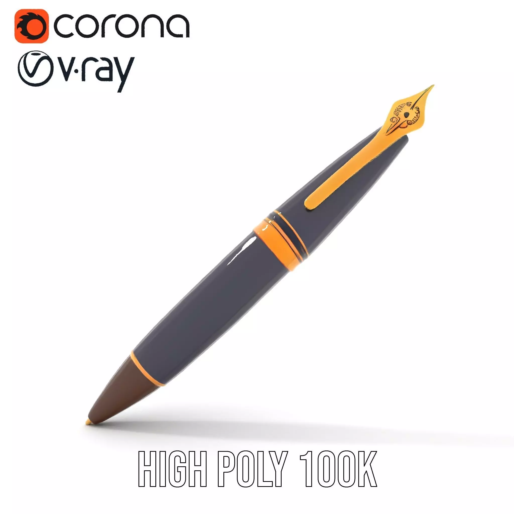 Elegant GoldTipped Pen model pack Low-poly 3D model_21