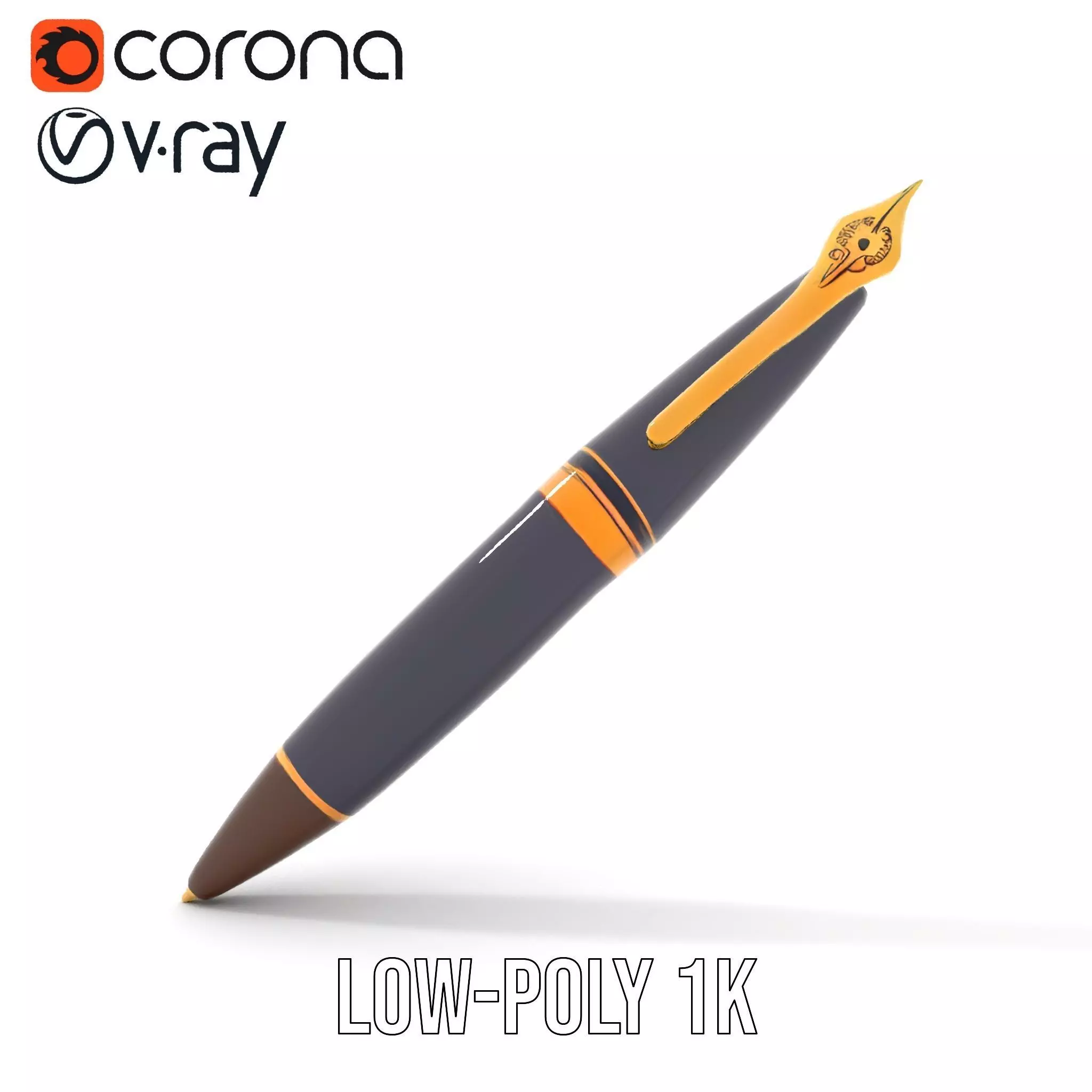 Elegant GoldTipped Pen model pack Low-poly 3D model_12