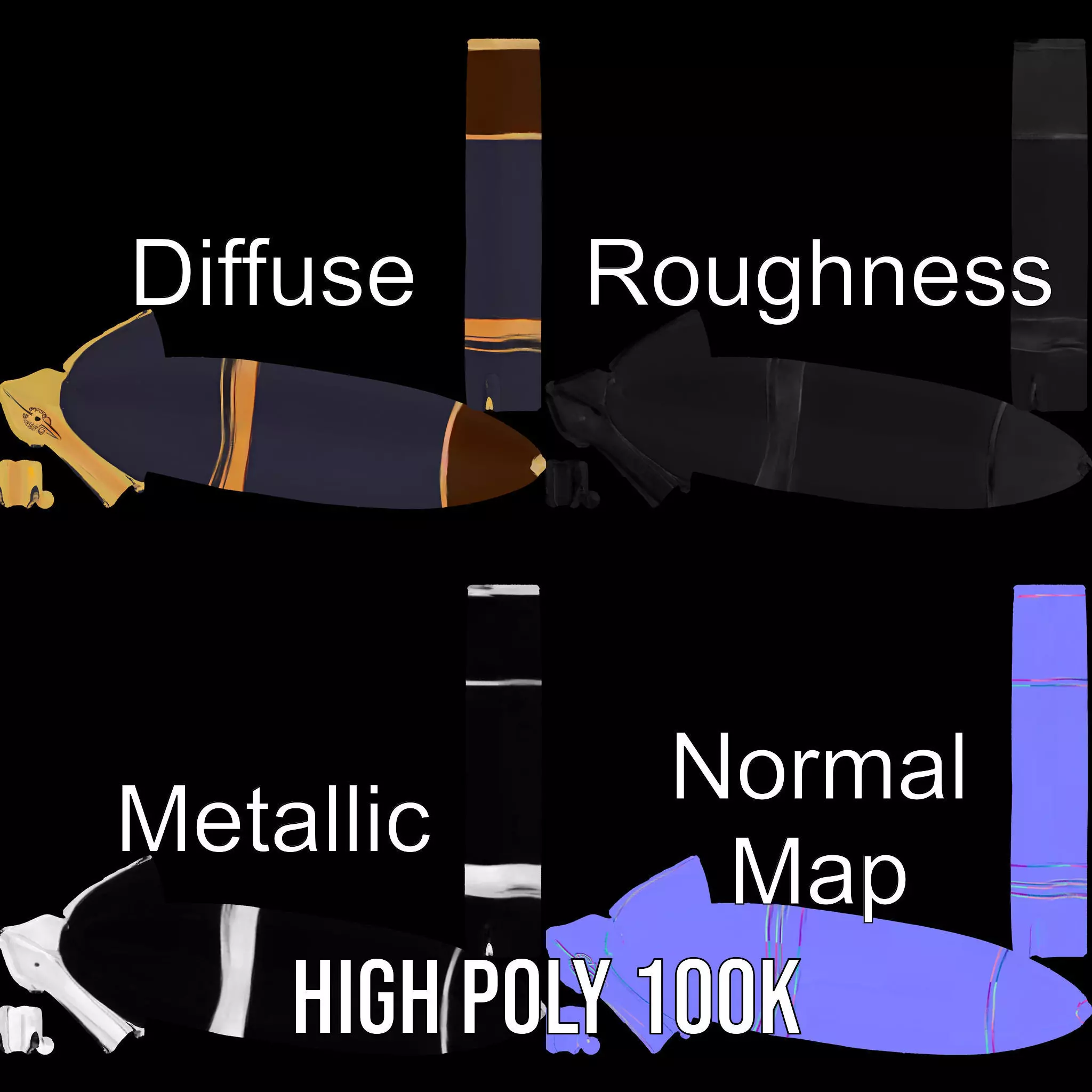 Elegant GoldTipped Pen model pack Low-poly 3D model_3