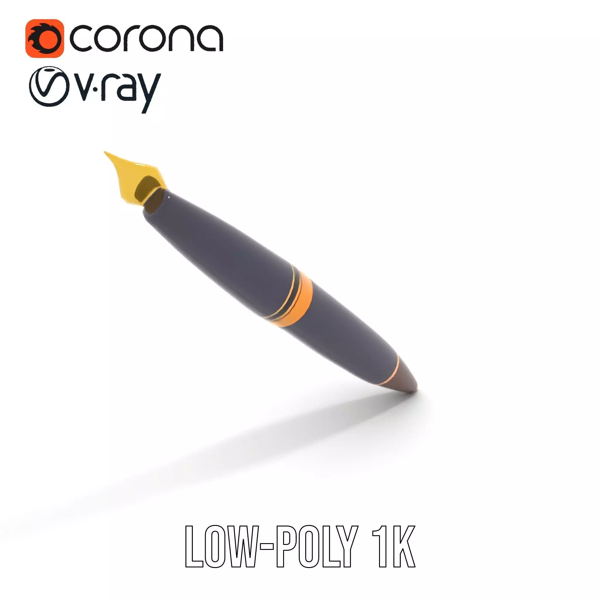 Elegant GoldTipped Pen model pack Low-poly 3D model_9
