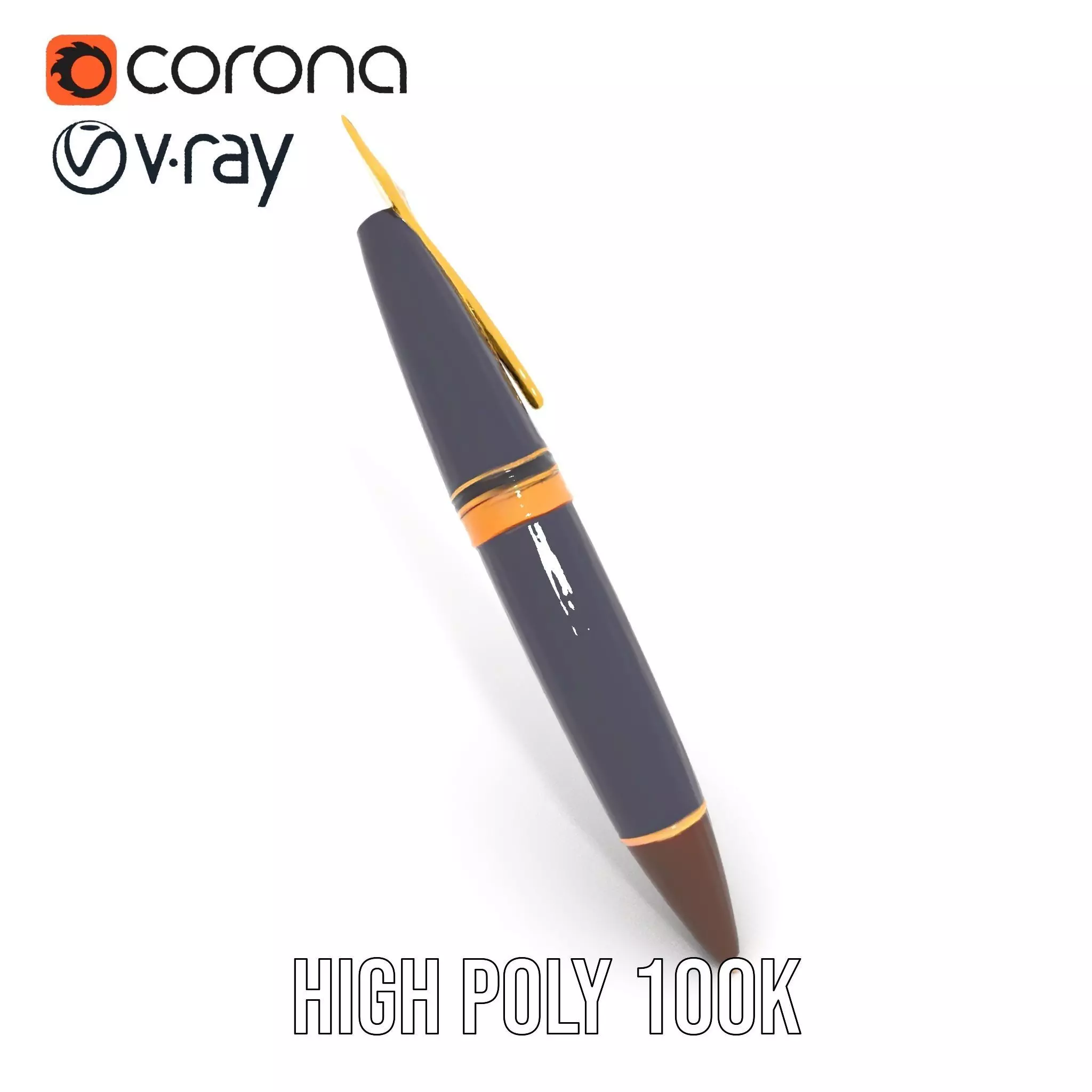 Elegant GoldTipped Pen model pack Low-poly 3D model_26