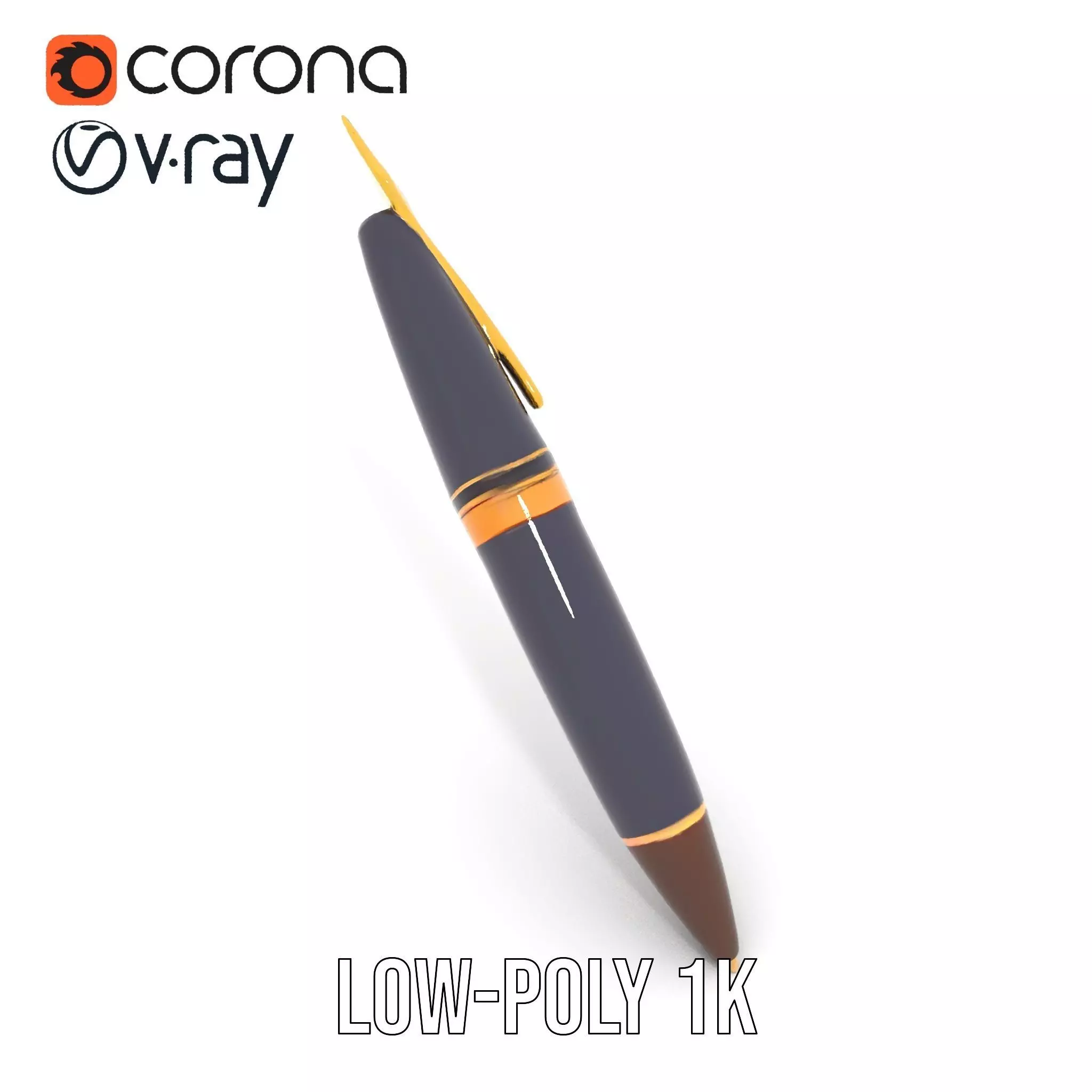 Elegant GoldTipped Pen model pack Low-poly 3D model_23