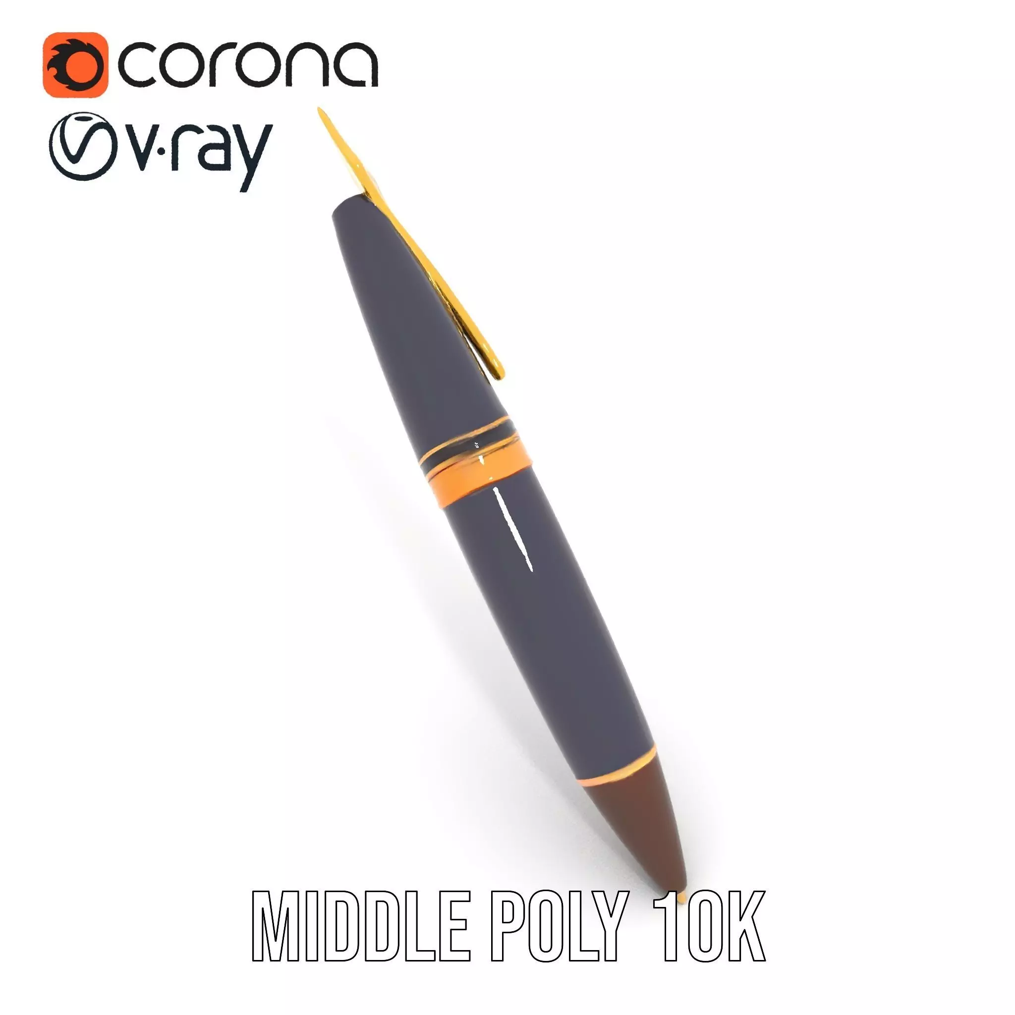 Elegant GoldTipped Pen model pack Low-poly 3D model_11